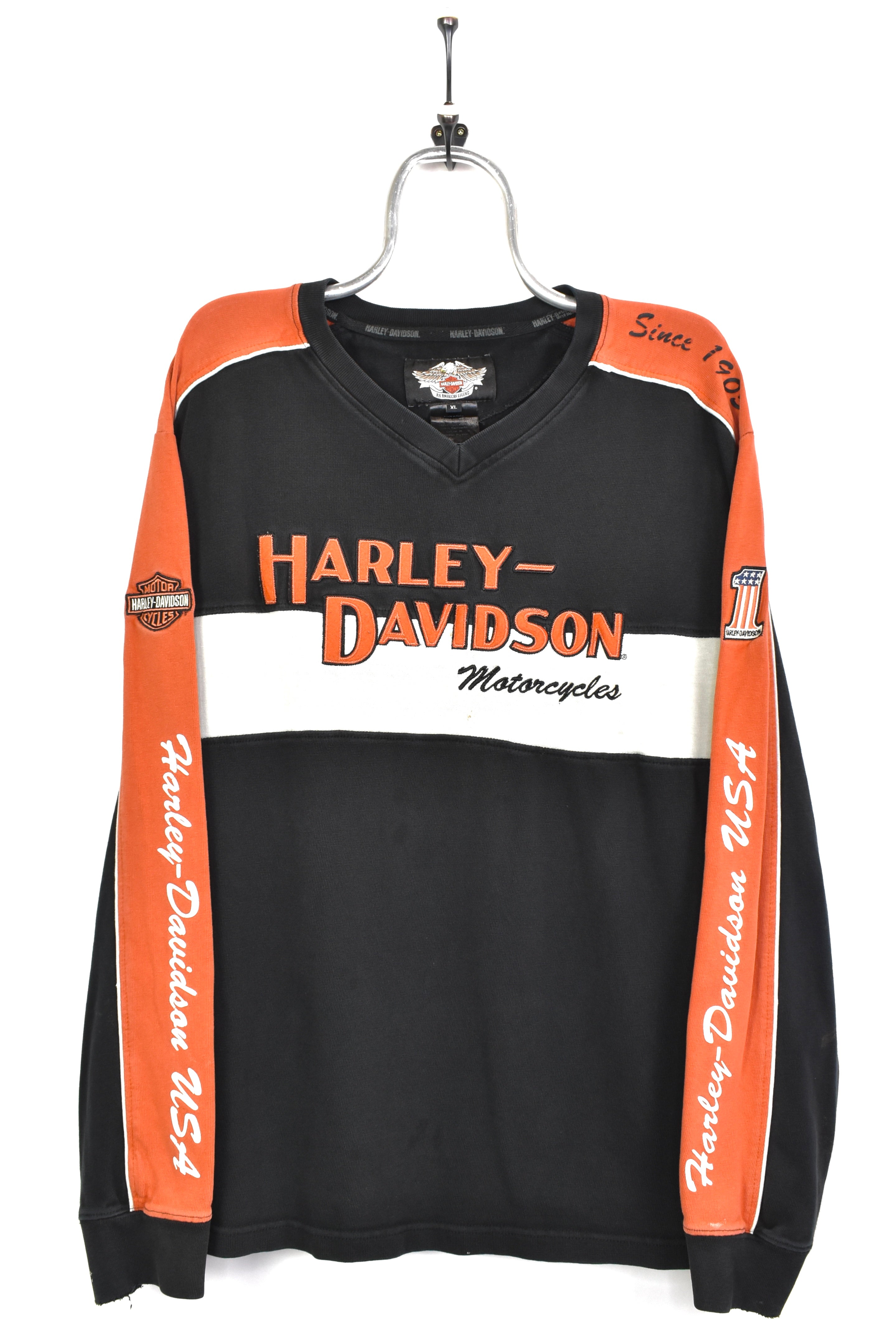 Vintage Harley Davidson embroidered black sweatshirt | XL HARLEY DAVIDSON