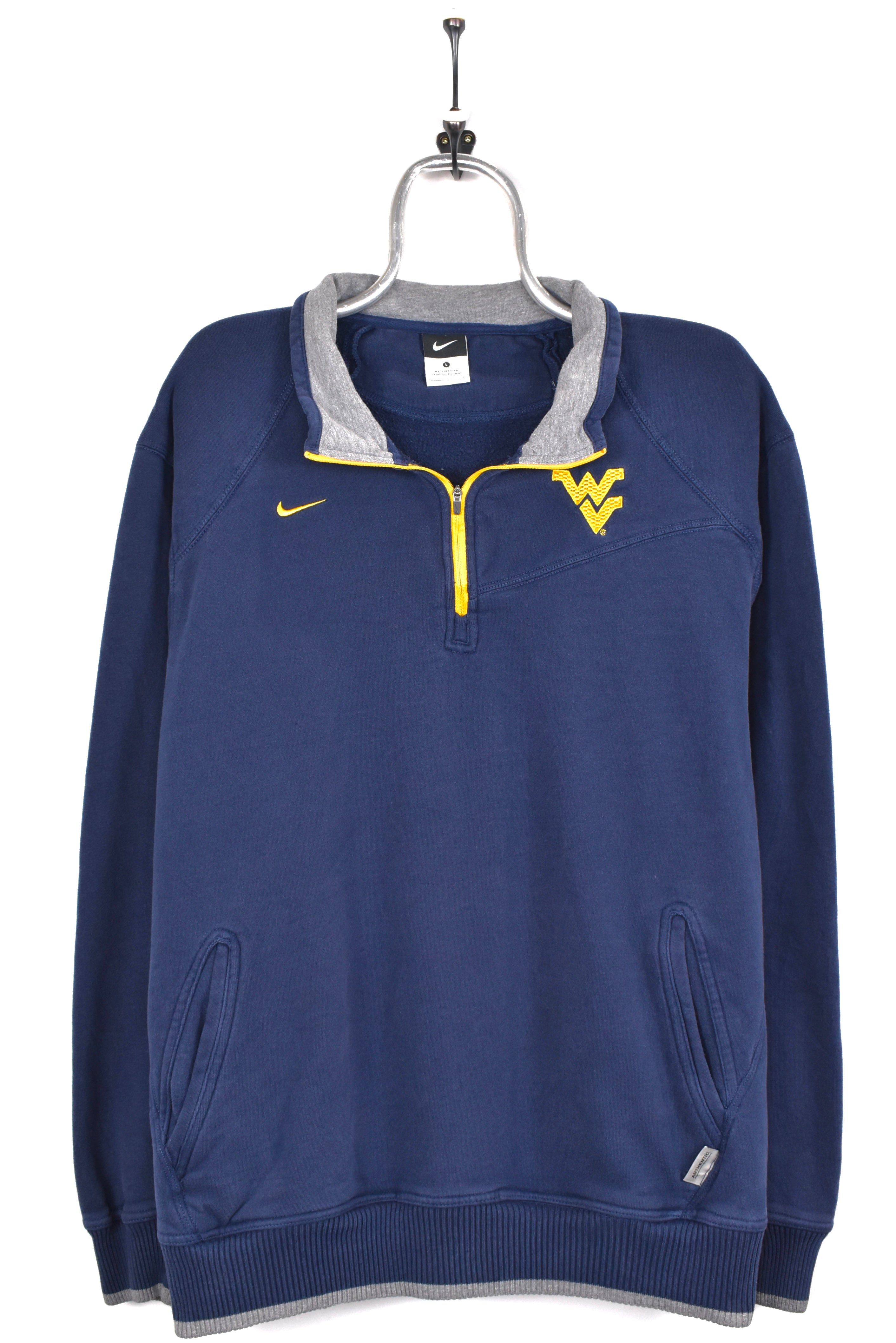 Vintage West Virginia University sweatshirt, blue 1/4 zip embroidered jumper - AU L COLLEGE