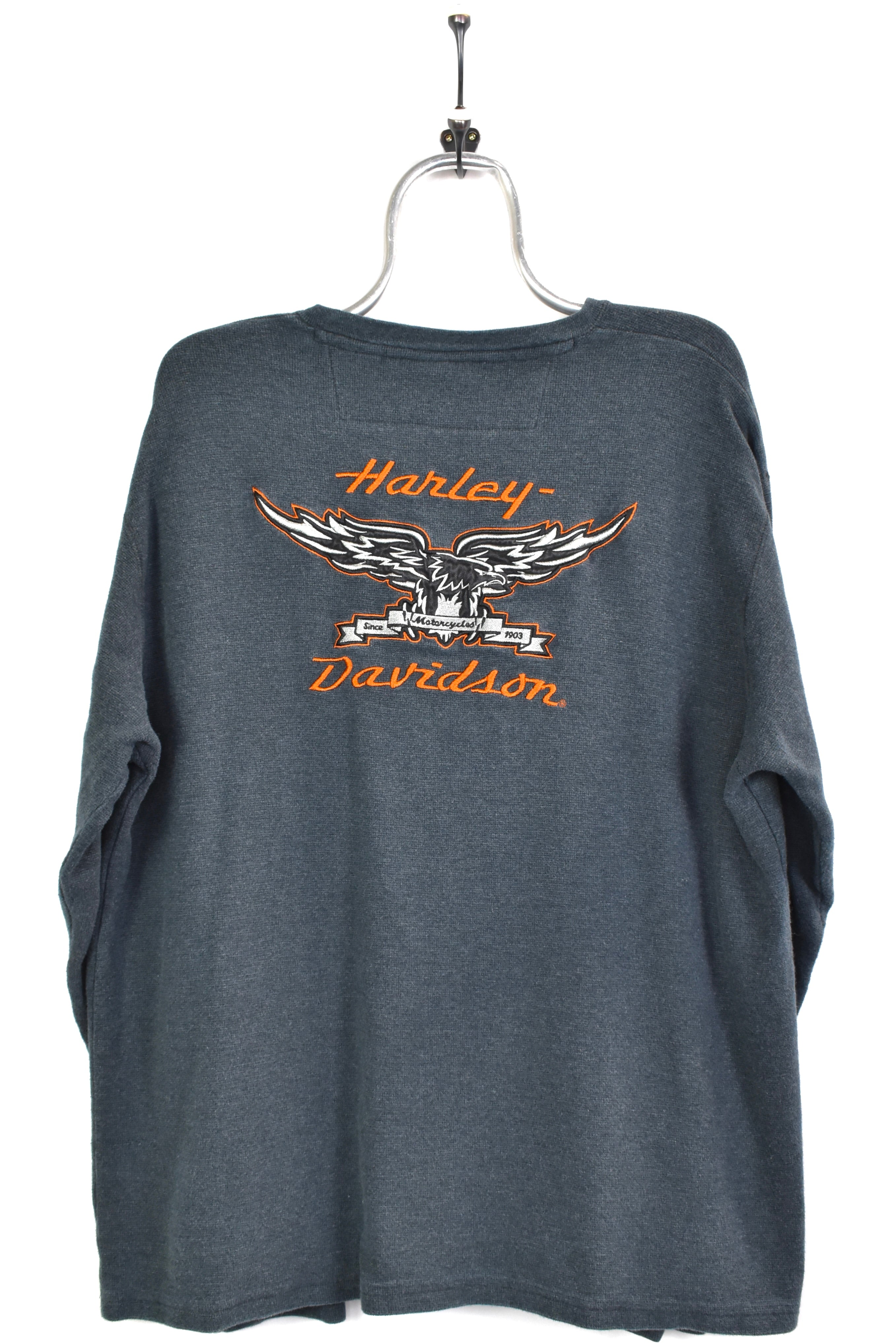 Vintage Harley Davidson embroidered grey sweatshirt | XXL HARLEY DAVIDSON