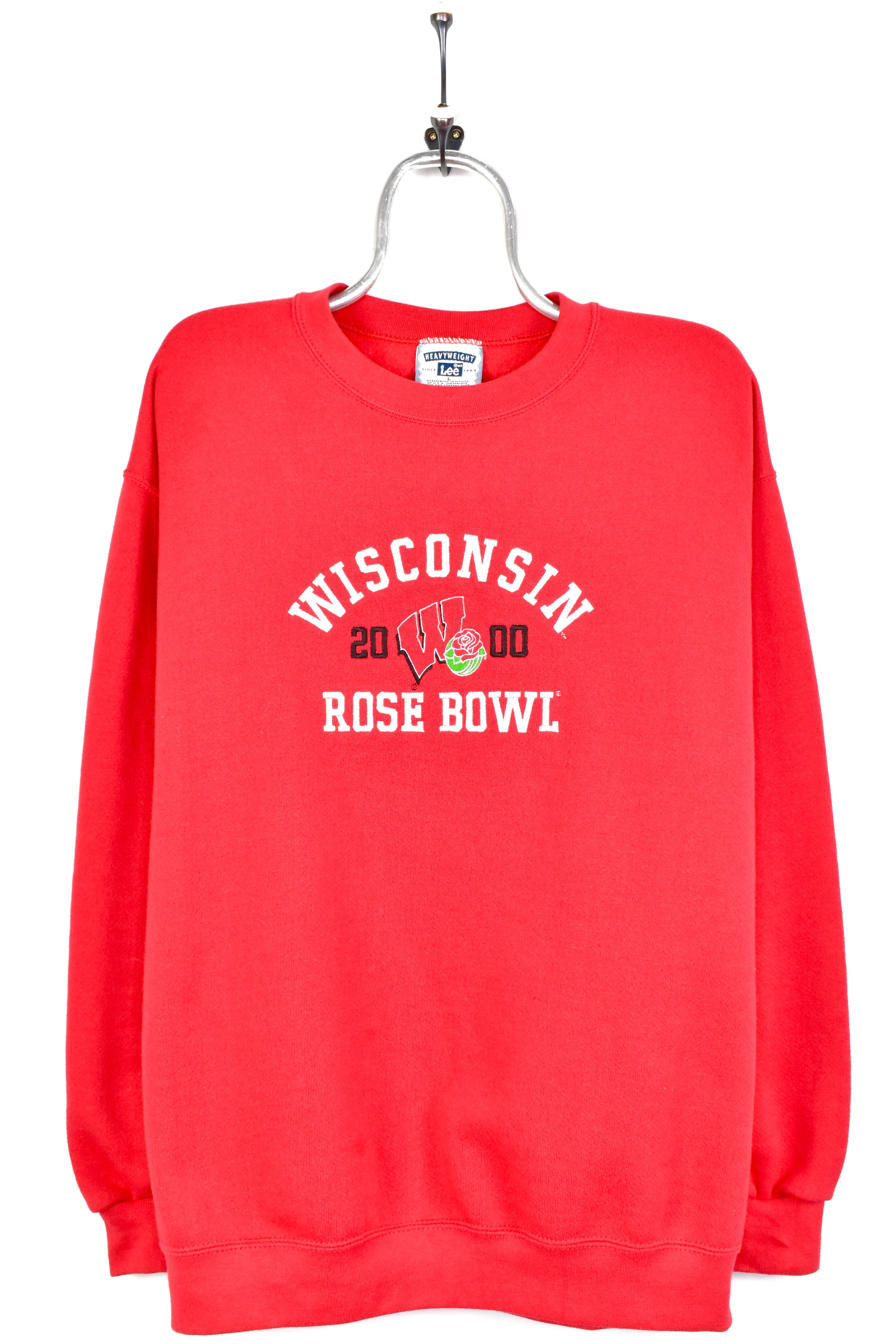 Vintage Wisconsin University sweatshirt, 2000 red embroidered crewneck - AU Large COLLEGE