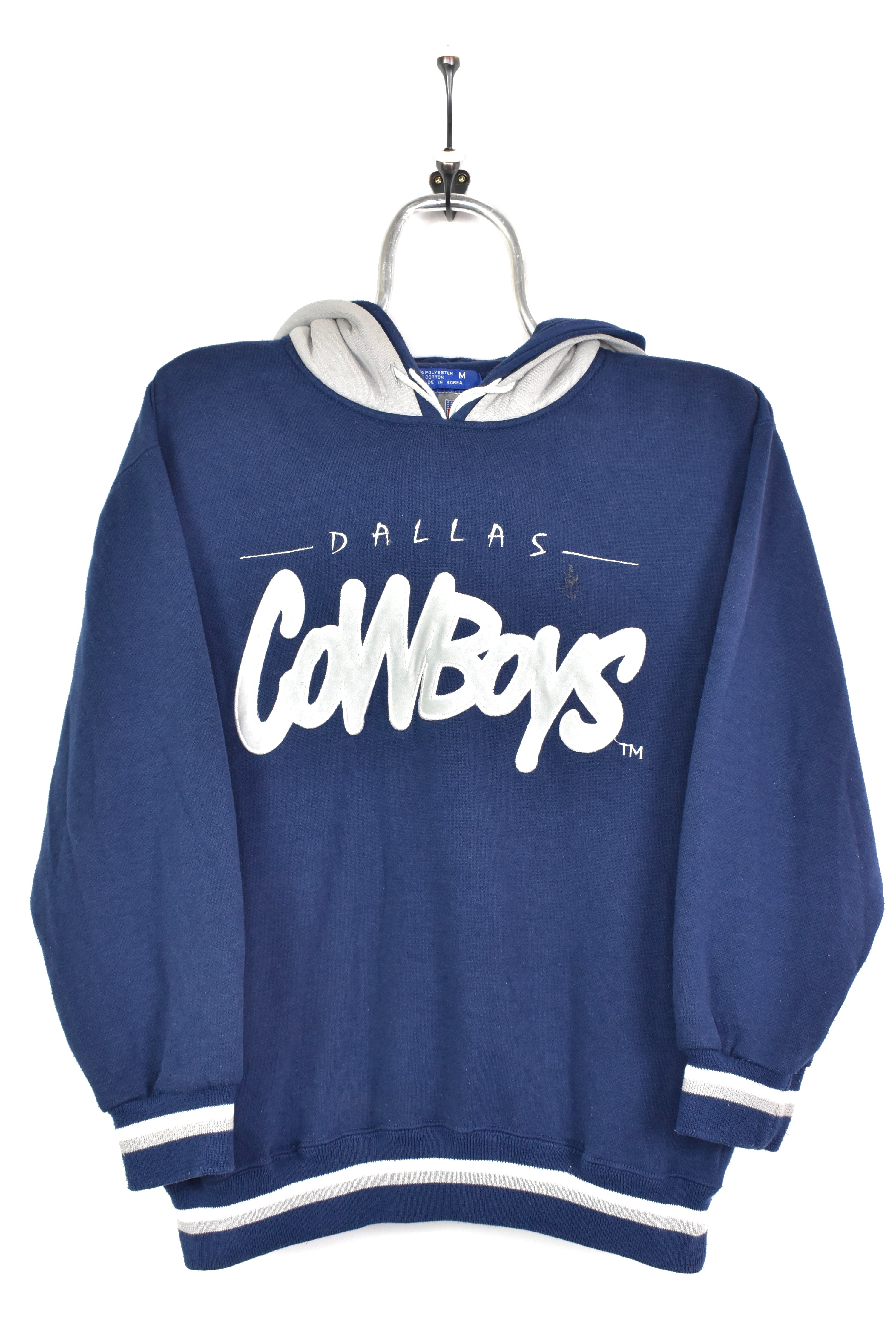 VINTAGE NFL DALLAS COWBOYS EMBROIDERED NAVY HOODIE | SMALL