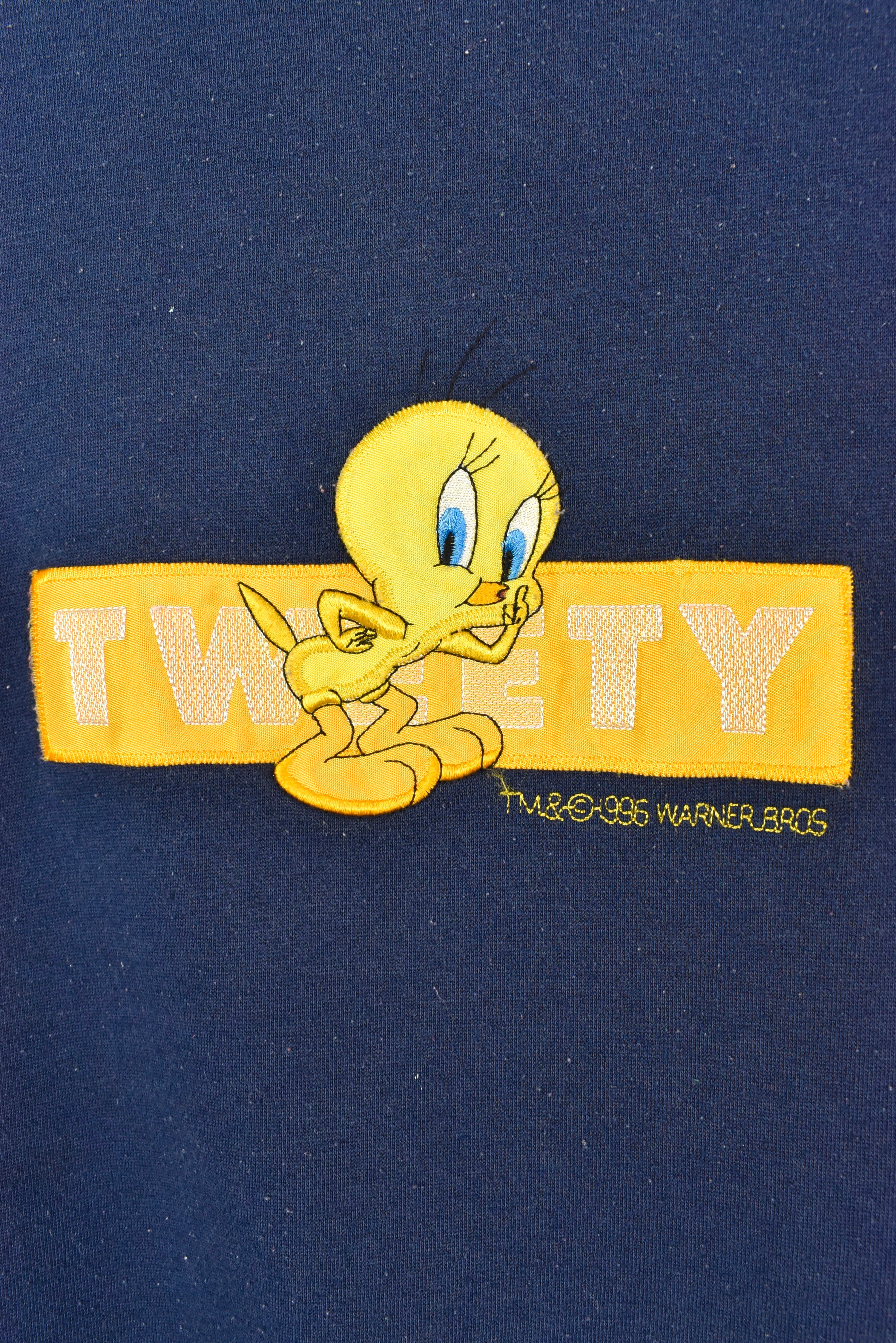 VINTAGE 1996 TWEETY EMBROIDERED NAVY SWEATSHIRT | LARGE DISNEY / CARTOON