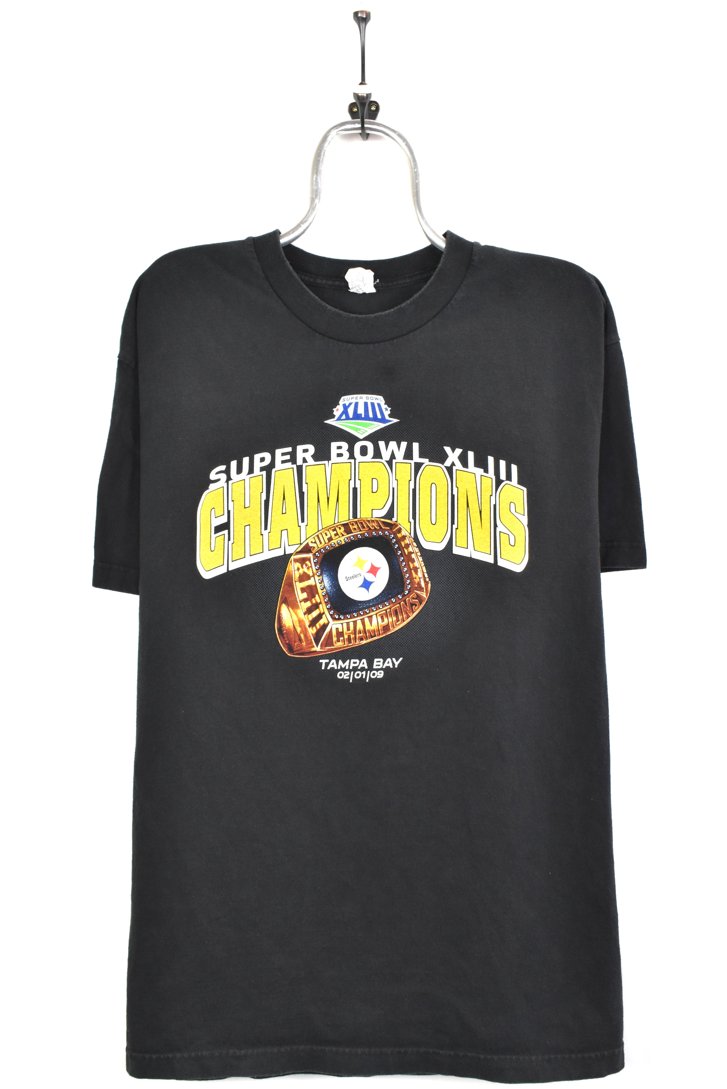 Modern Pittsburgh Steelers shirt, NFL 2009 Super Bowl graphic tee - large, black PRO SPORT