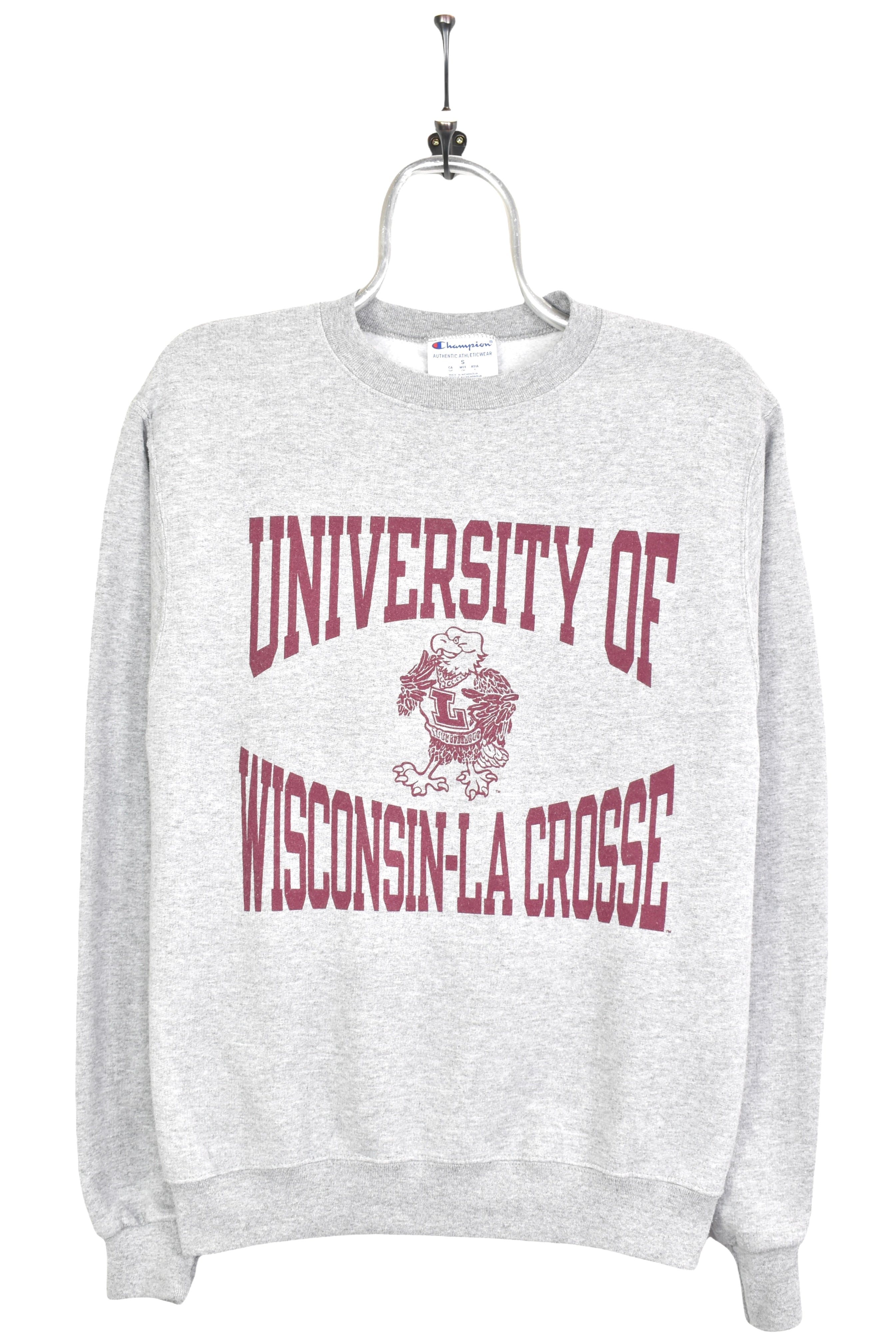 Vintage University of Wisconsin sweatshirt, long sleeve graphic crewneck - small, grey COLLEGE