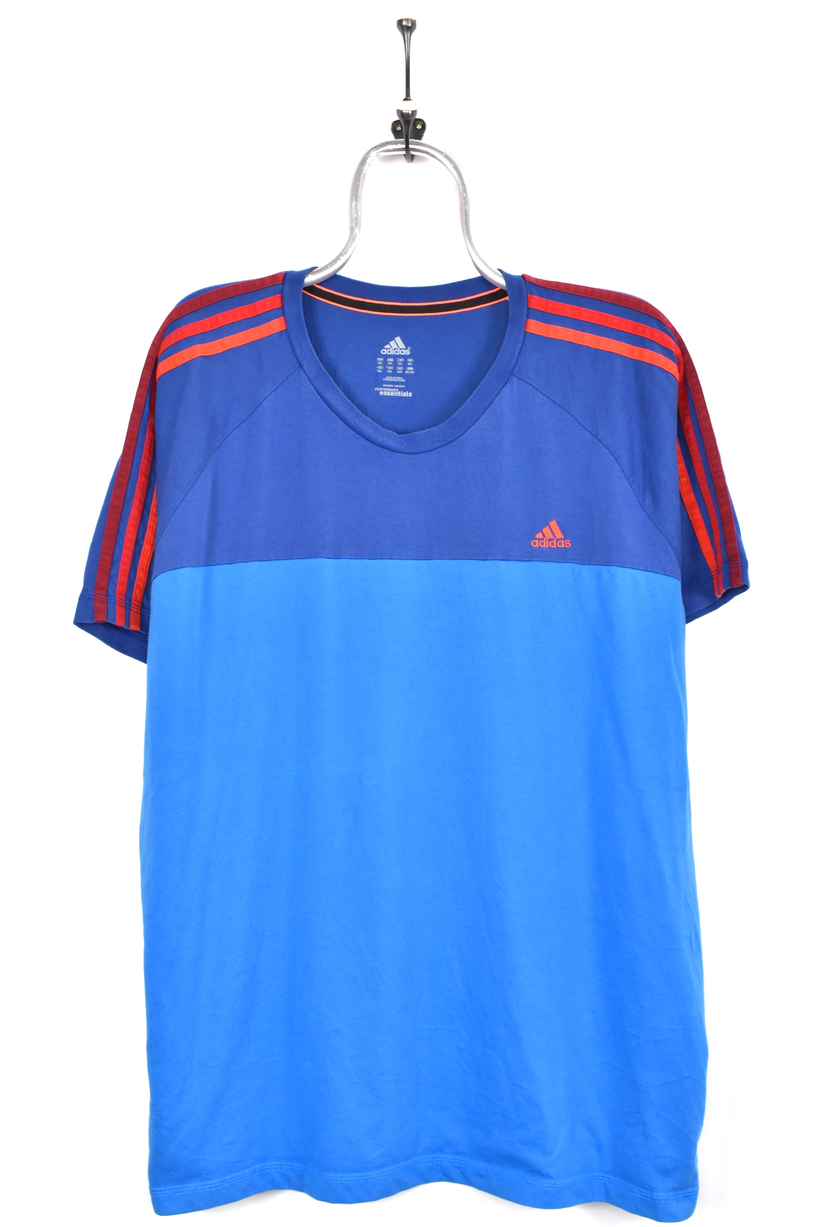 Modern Adidas shirt, blue embroidered tee - AU XXL ADIDAS