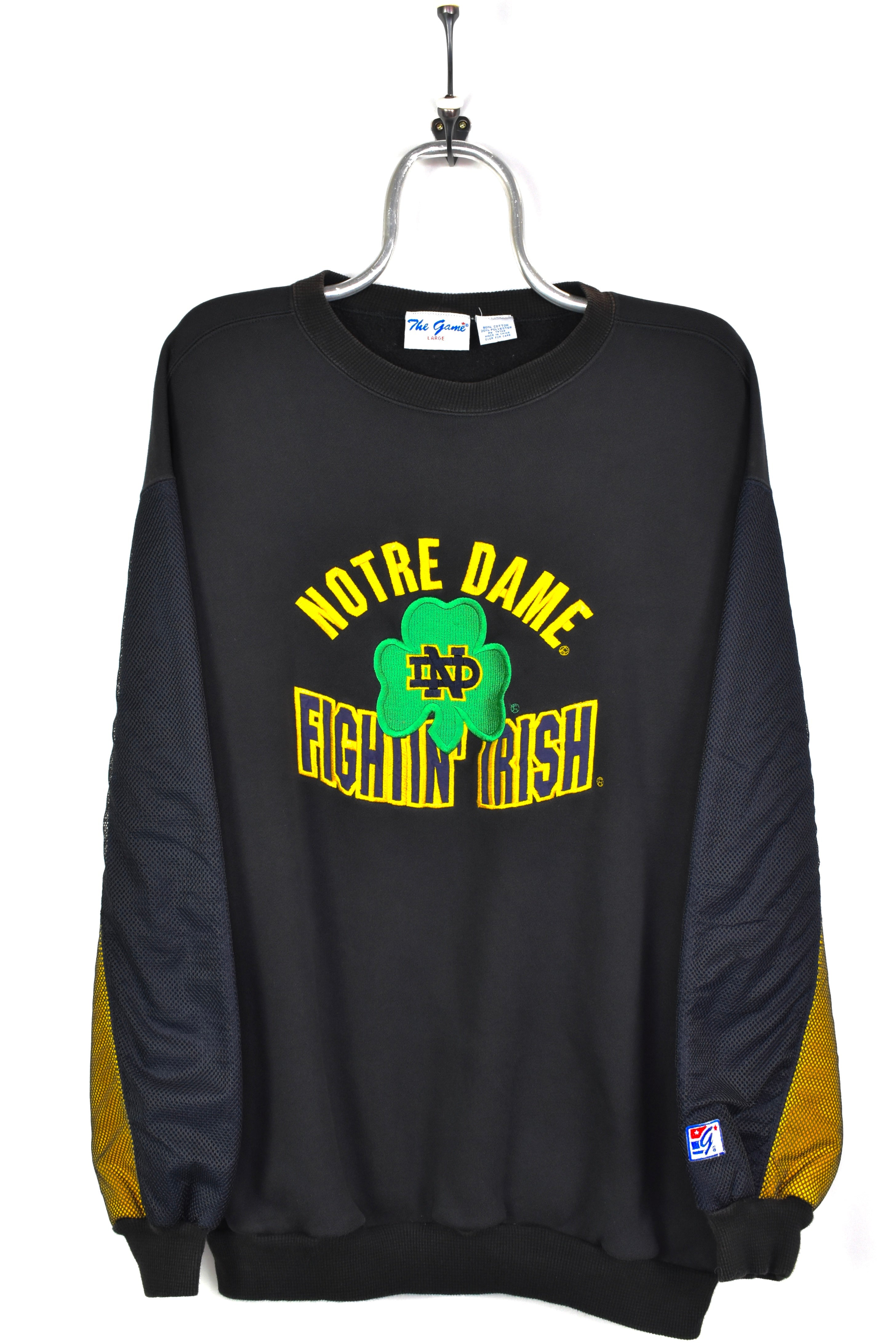 Vintage Notre Dame University sweatshirt, black embroidered crewneck - AU XL COLLEGE