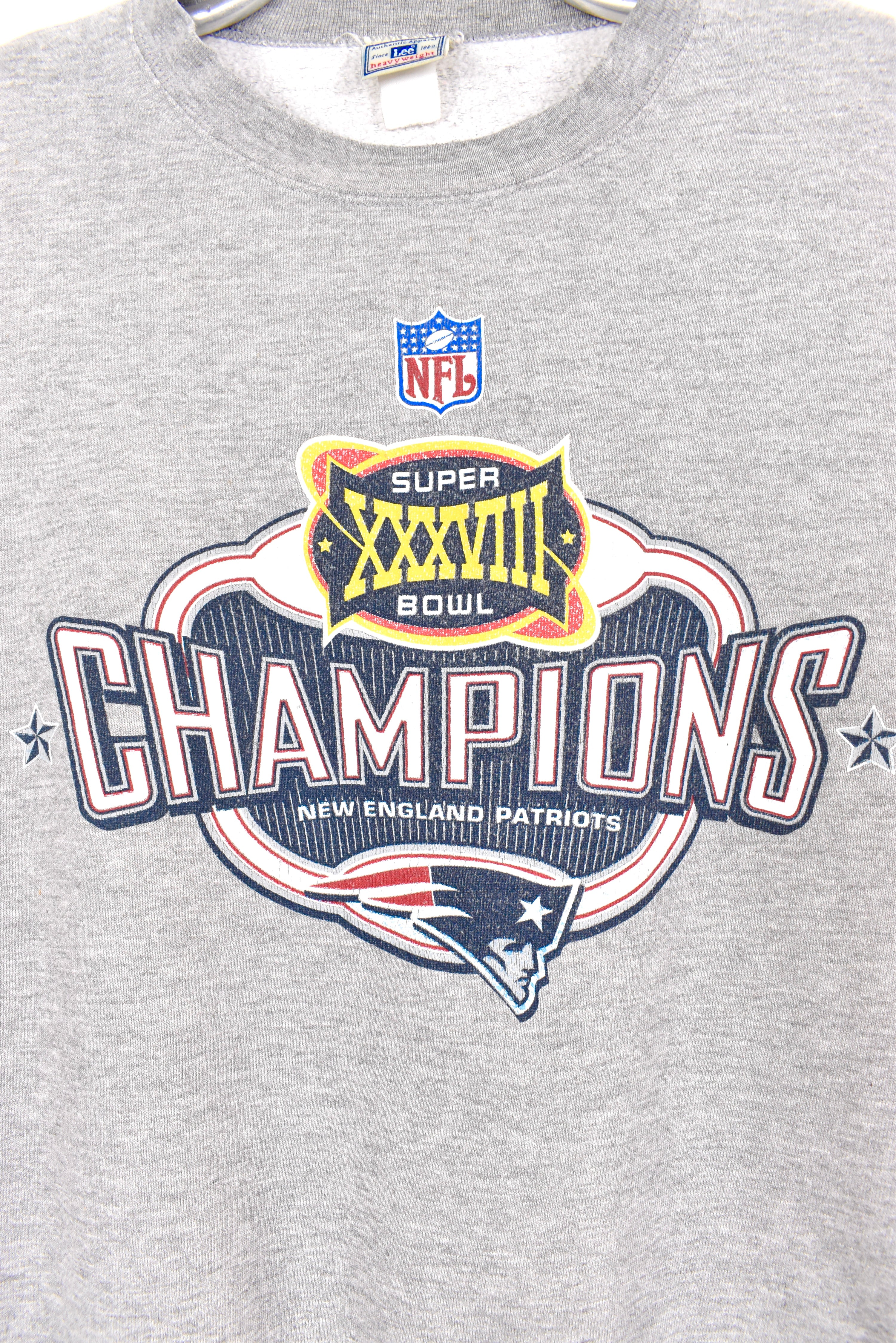 Vintage New England Patriots sweatshirt, Super Bowl grey graphic crewneck - AU XL PRO SPORT