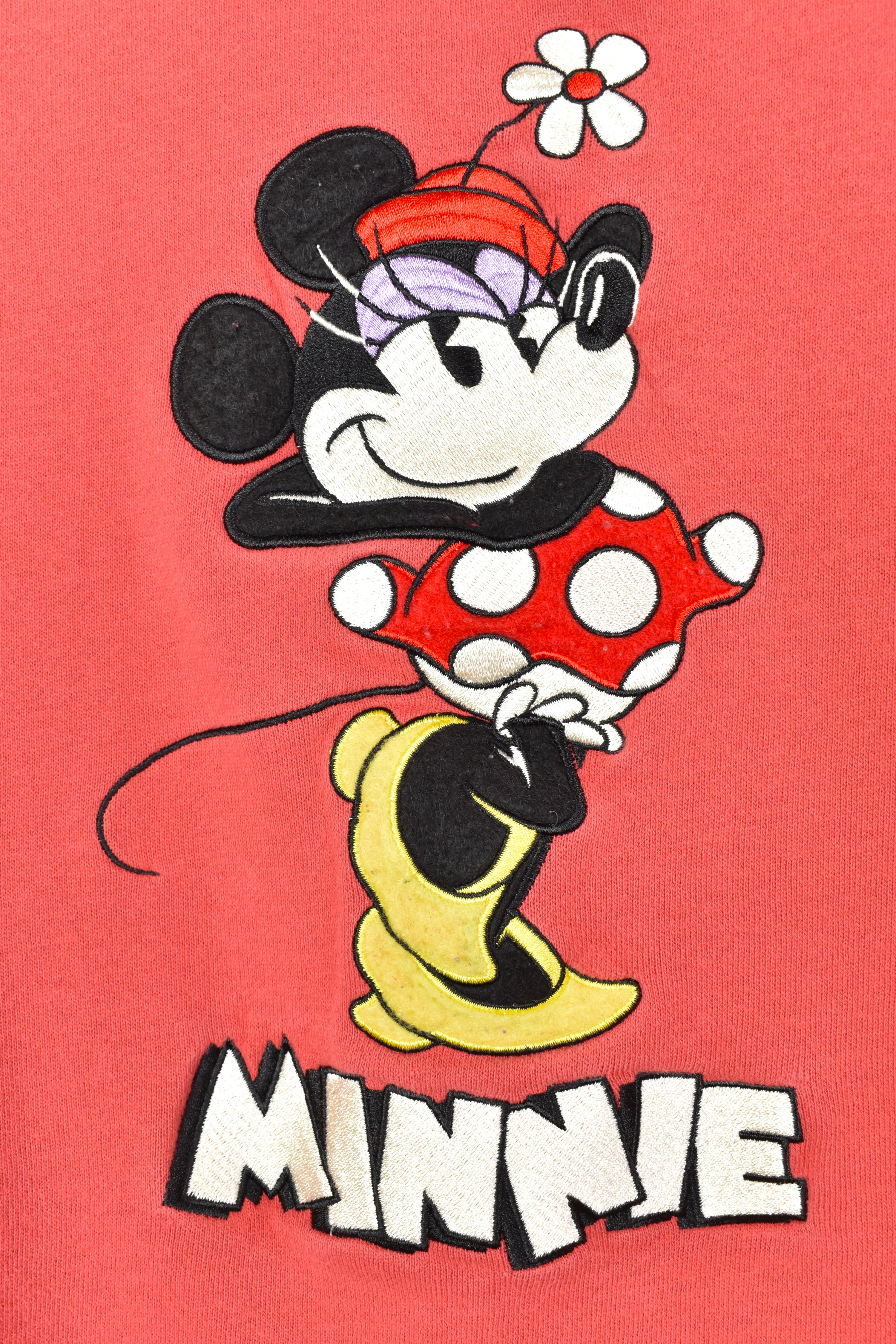 VINTAGE DISNEY MINNIE MOUSE EMBROIDERED PINK SWEATSHIRT | XXL DISNEY / CARTOON