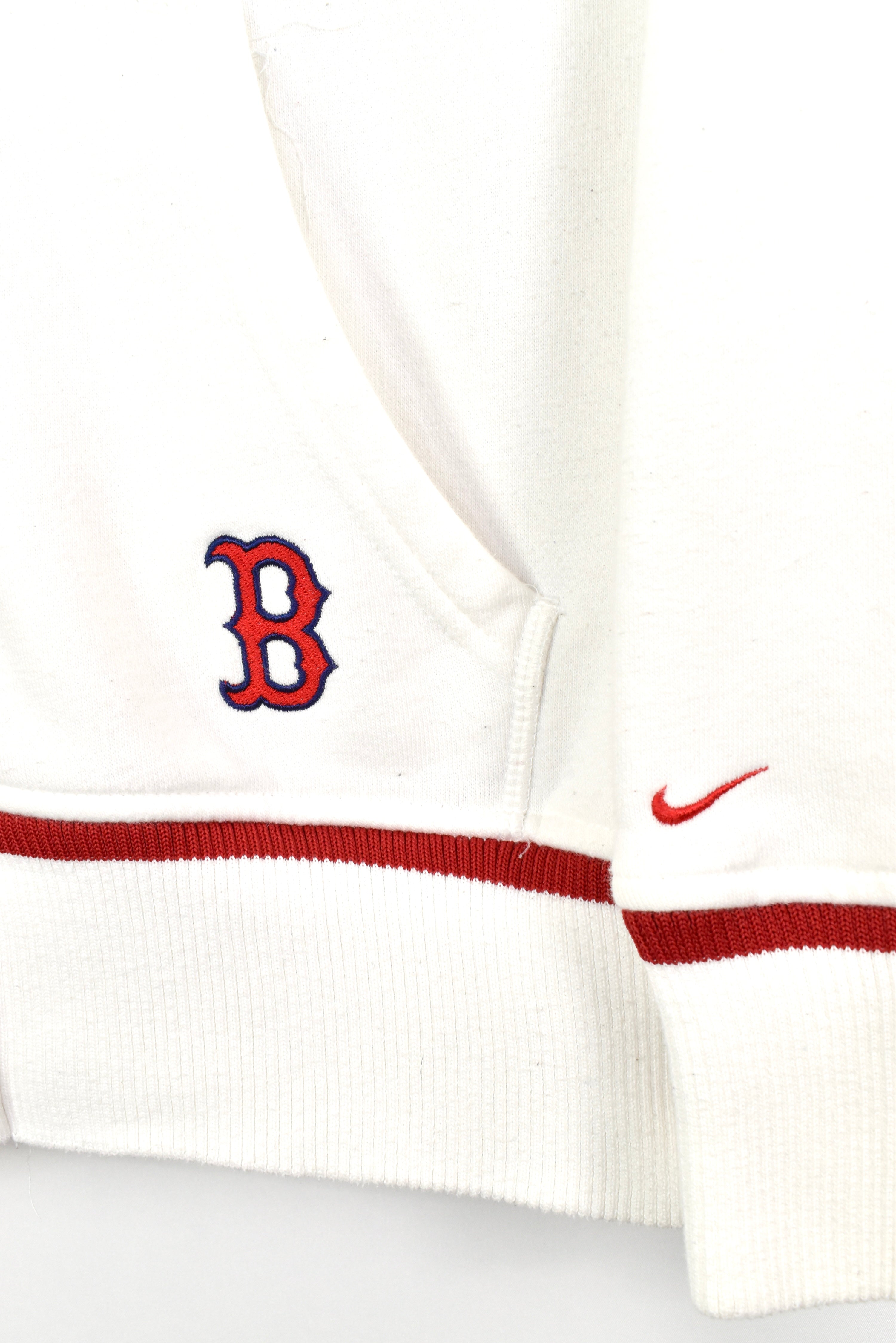 VINTAGE MLB BOSTON RED SOX EMBROIDERED WHITE HOODIE | MEDIUM PRO SPORT