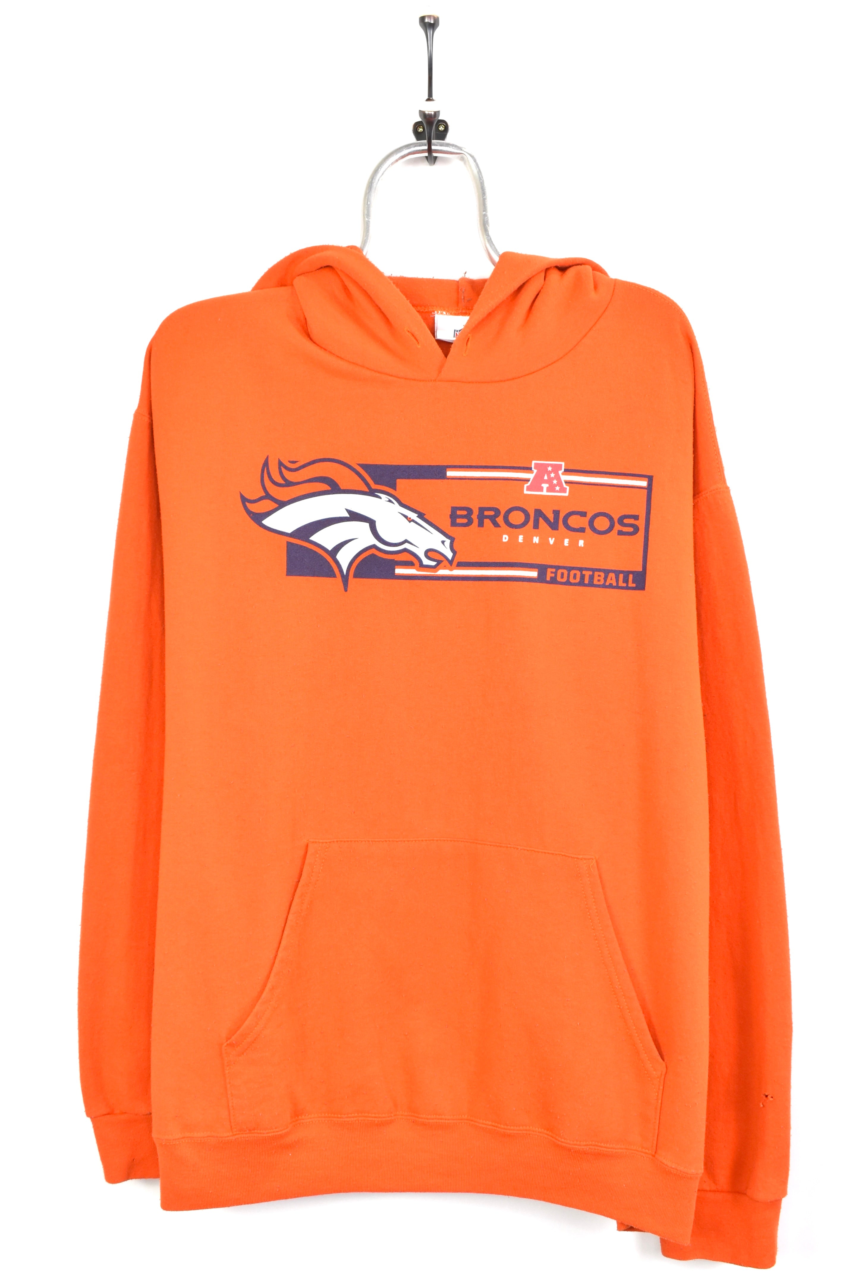 Vintage Denver Broncos hoodie NFL graphic sweatshirt XL orange