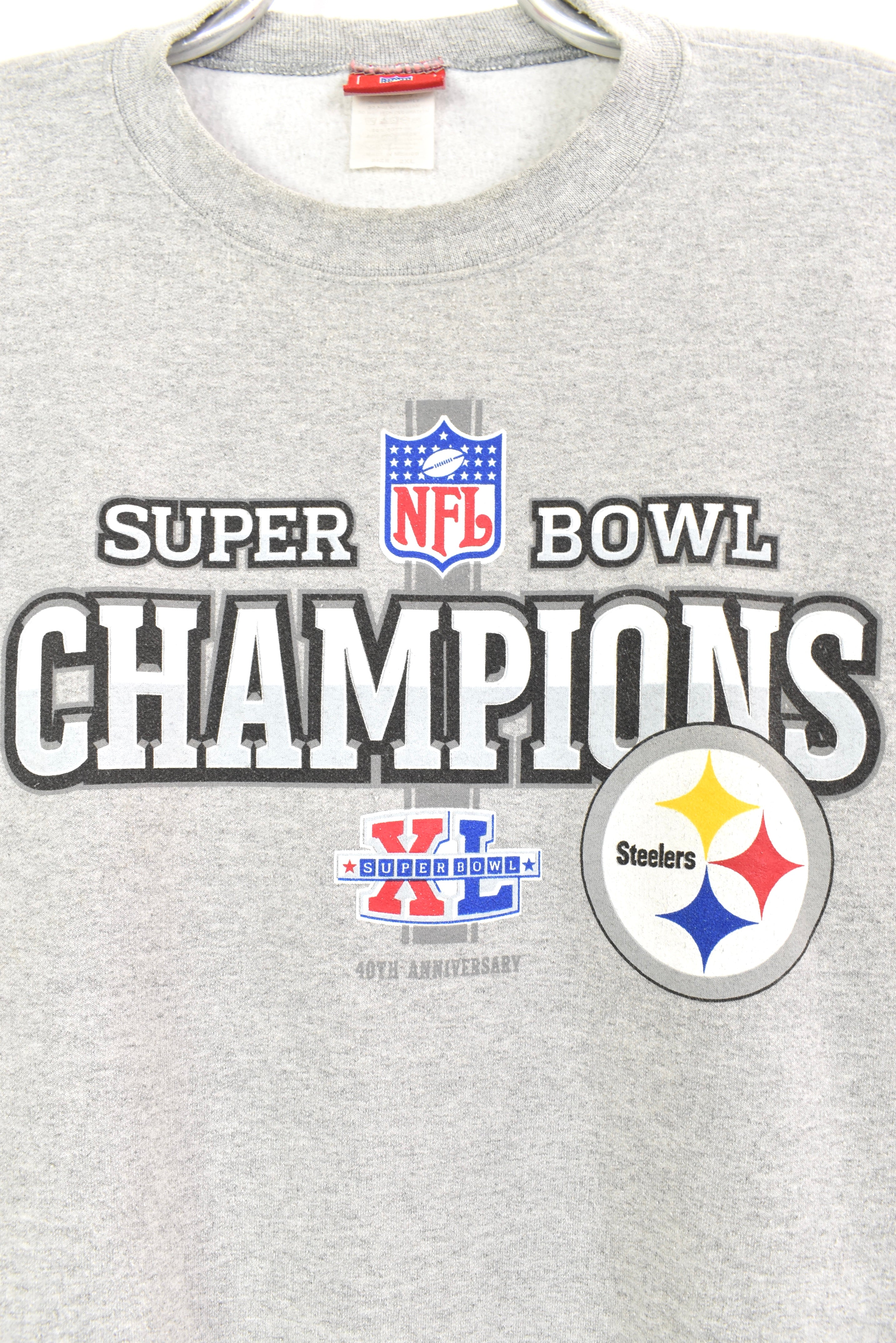 Vintage Pittsburgh Steelers sweatshirt, NFL Super Bowl graphic crewneck - XXL, grey PRO SPORT
