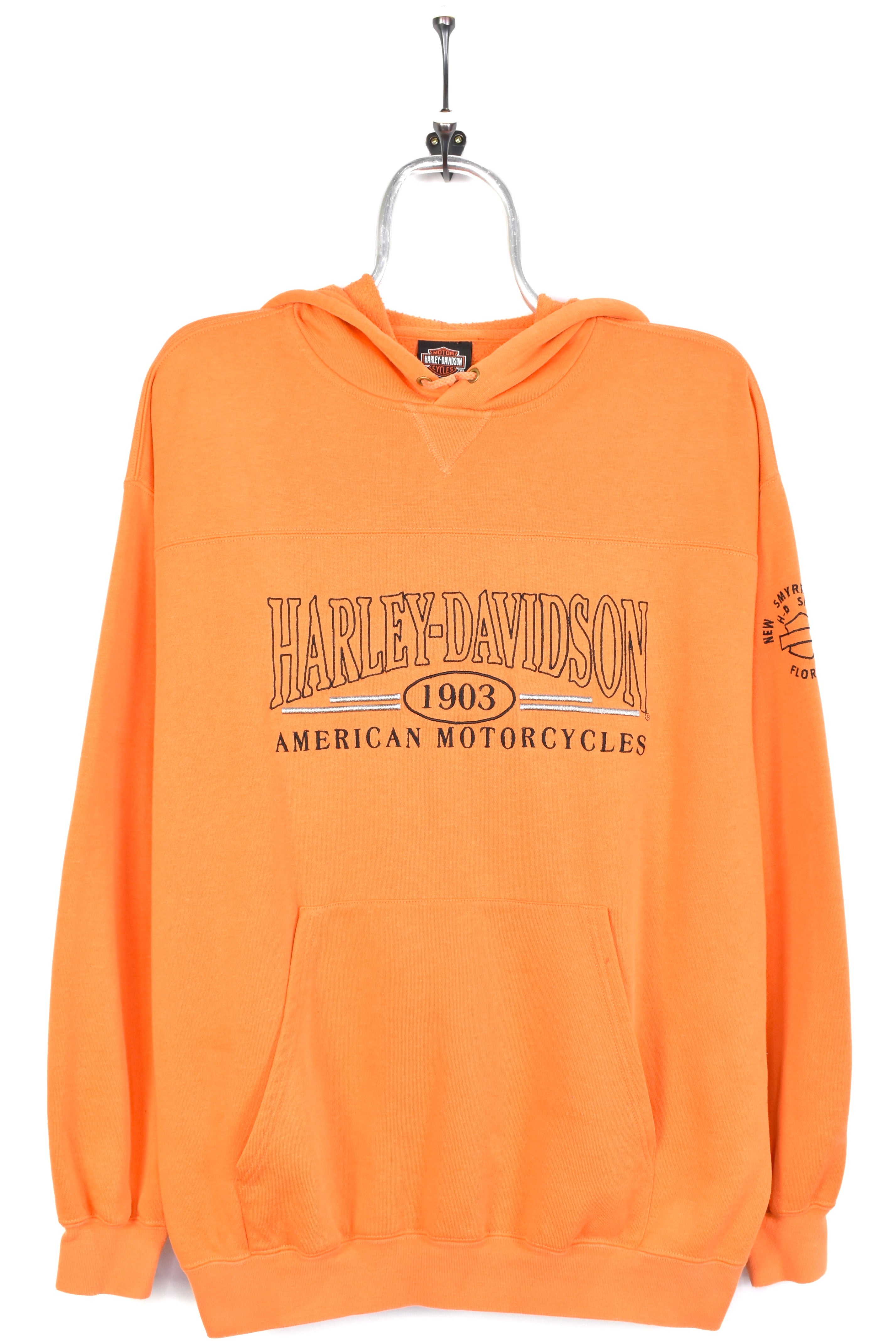 Vintage harley davidson embroidered orange hoodie | xl HARLEY DAVIDSON