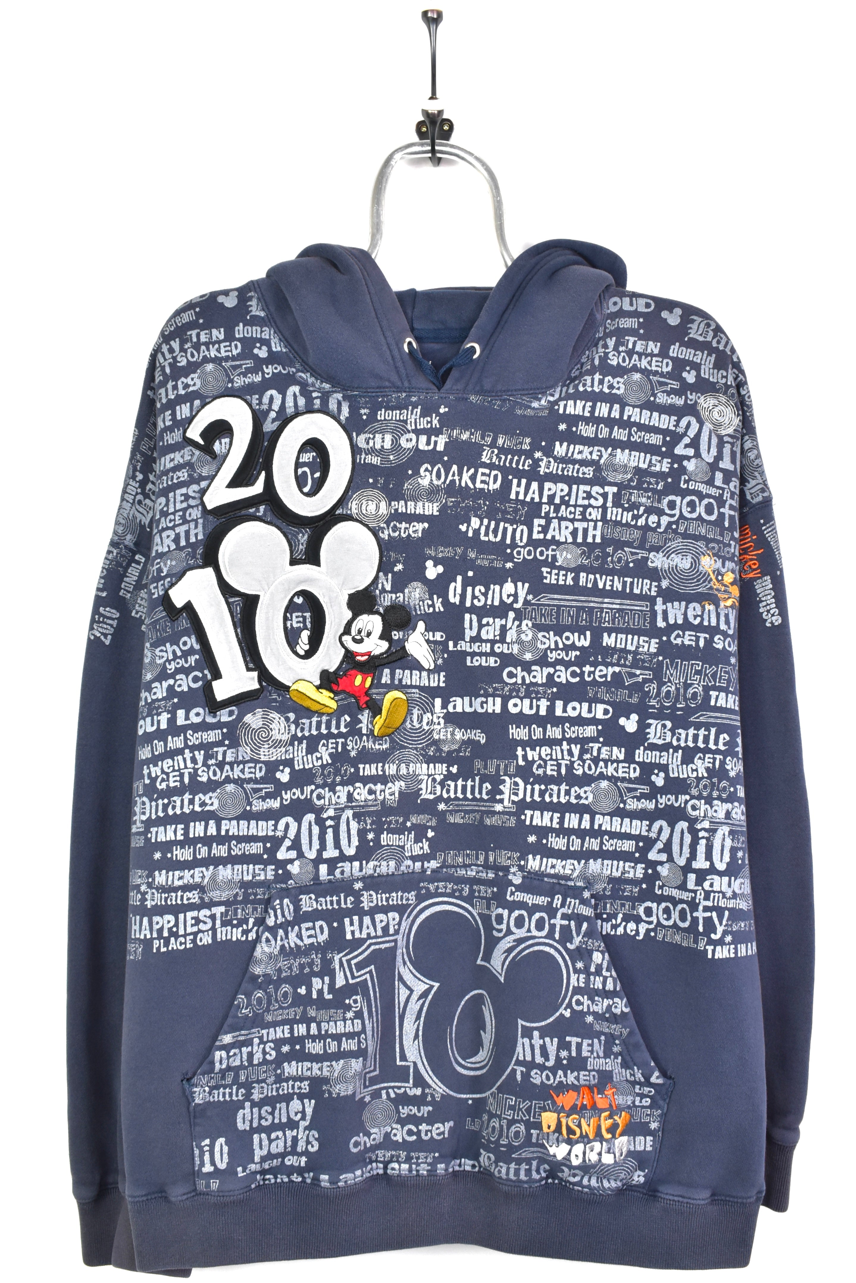 Modern Disney hoodie, 2010 Mickey Mouse embroidered sweatshirt - XXL, grey DISNEY / CARTOON