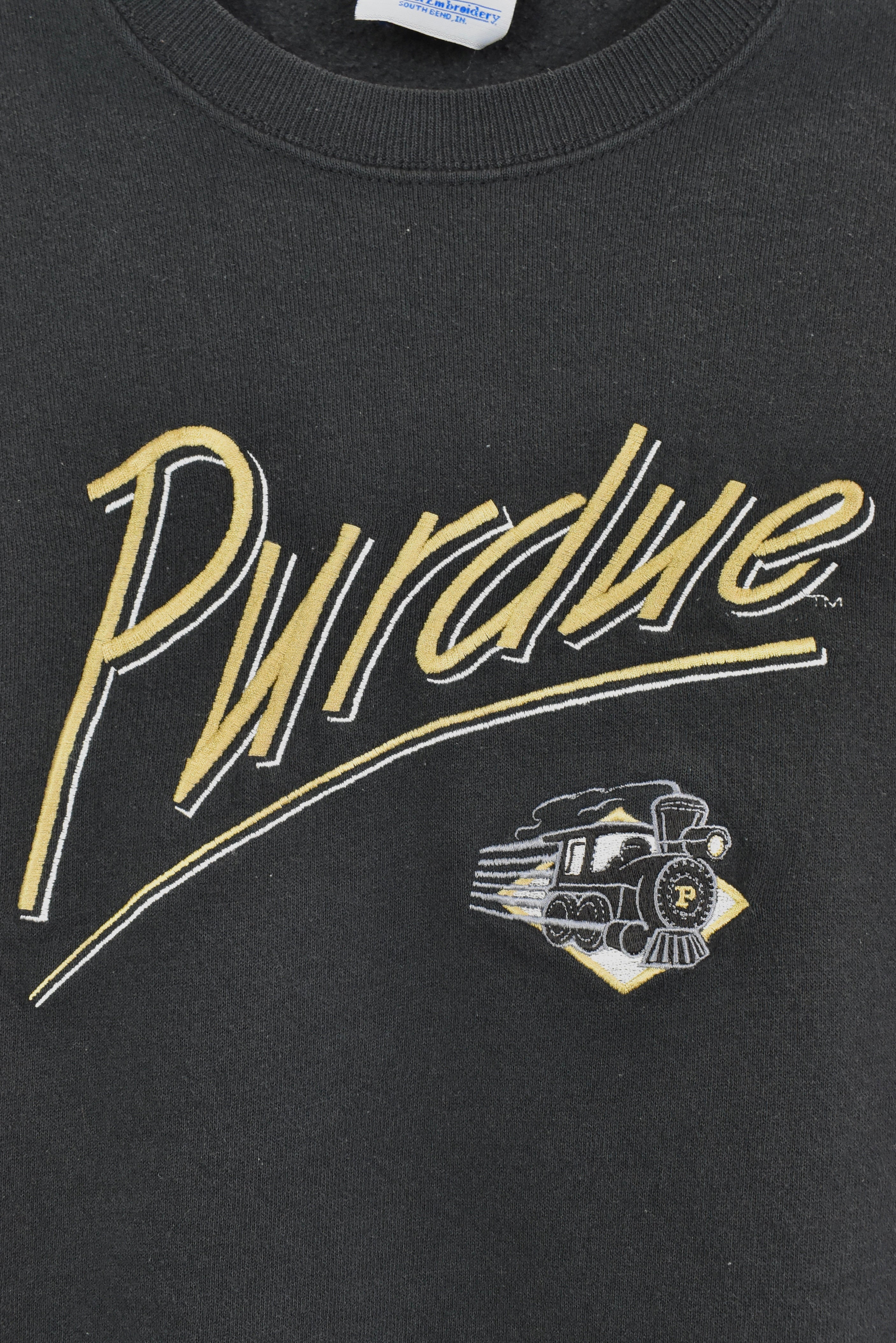 Vintage Purdue University embroidered black sweatshirt | Small COLLEGE