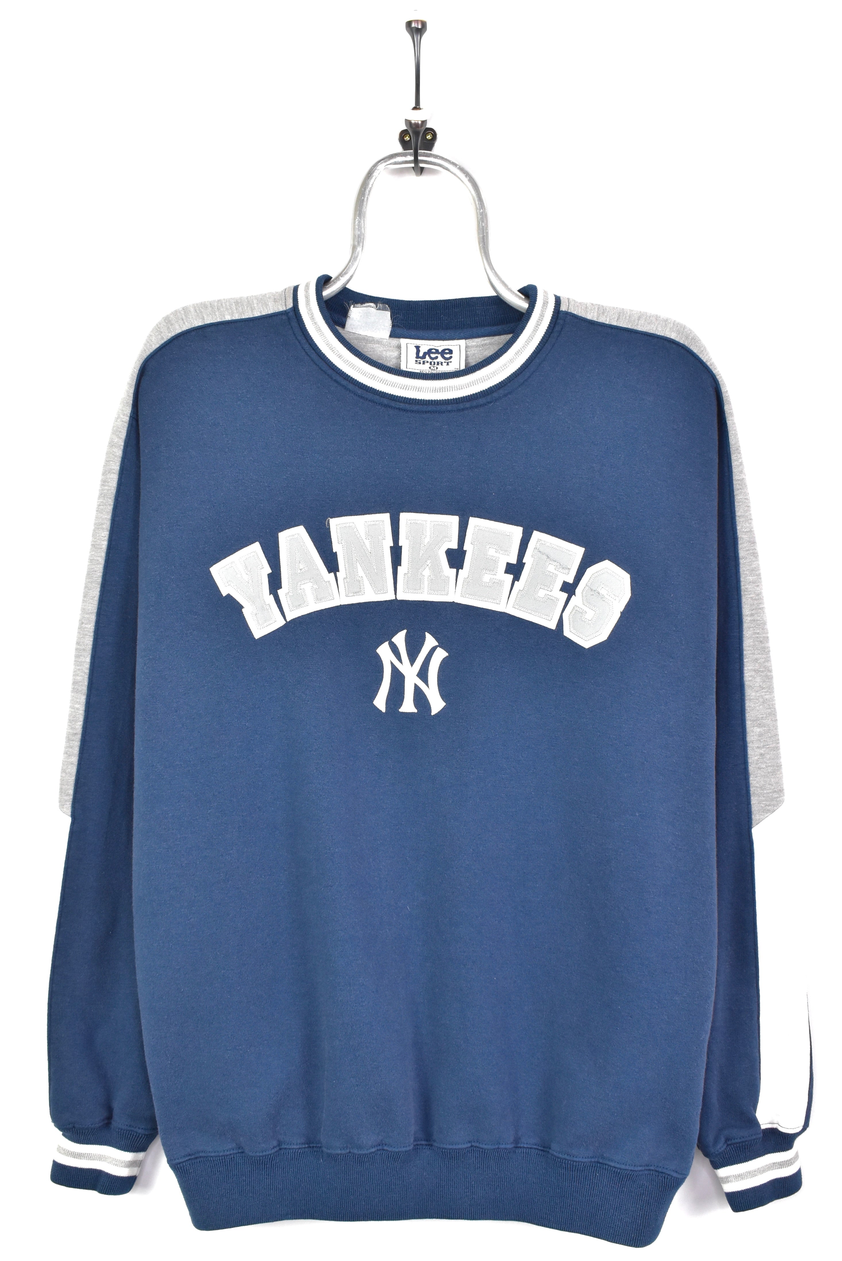 VINTAGE MLB NEW YORK YANKEES EMBROIDERED NAVY SWEATSHIRT | LARGE PRO SPORT