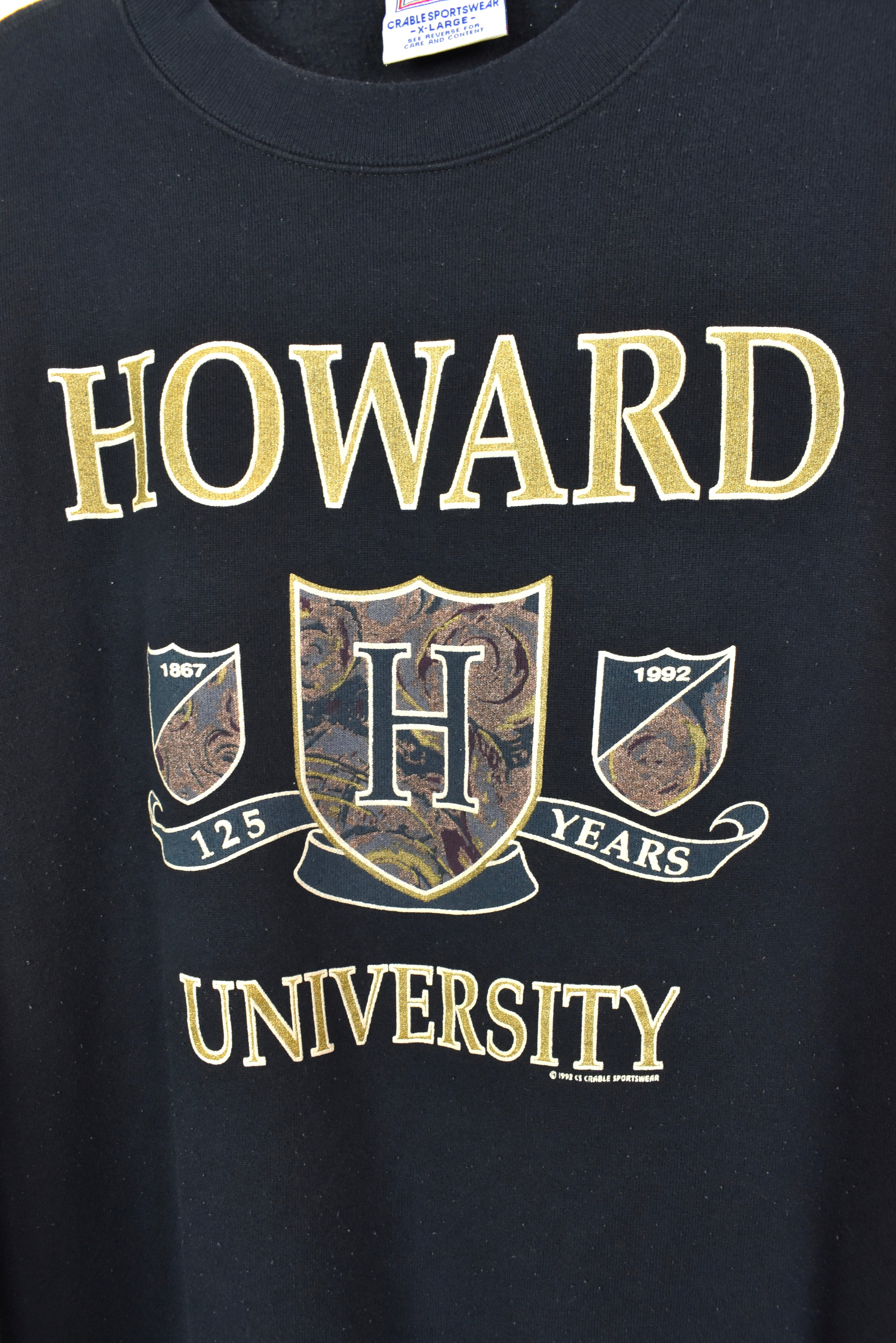 VINTAGE 1992 HOWARD UNIVERSITY BLACK SWEATSHIRT | XL COLLEGE