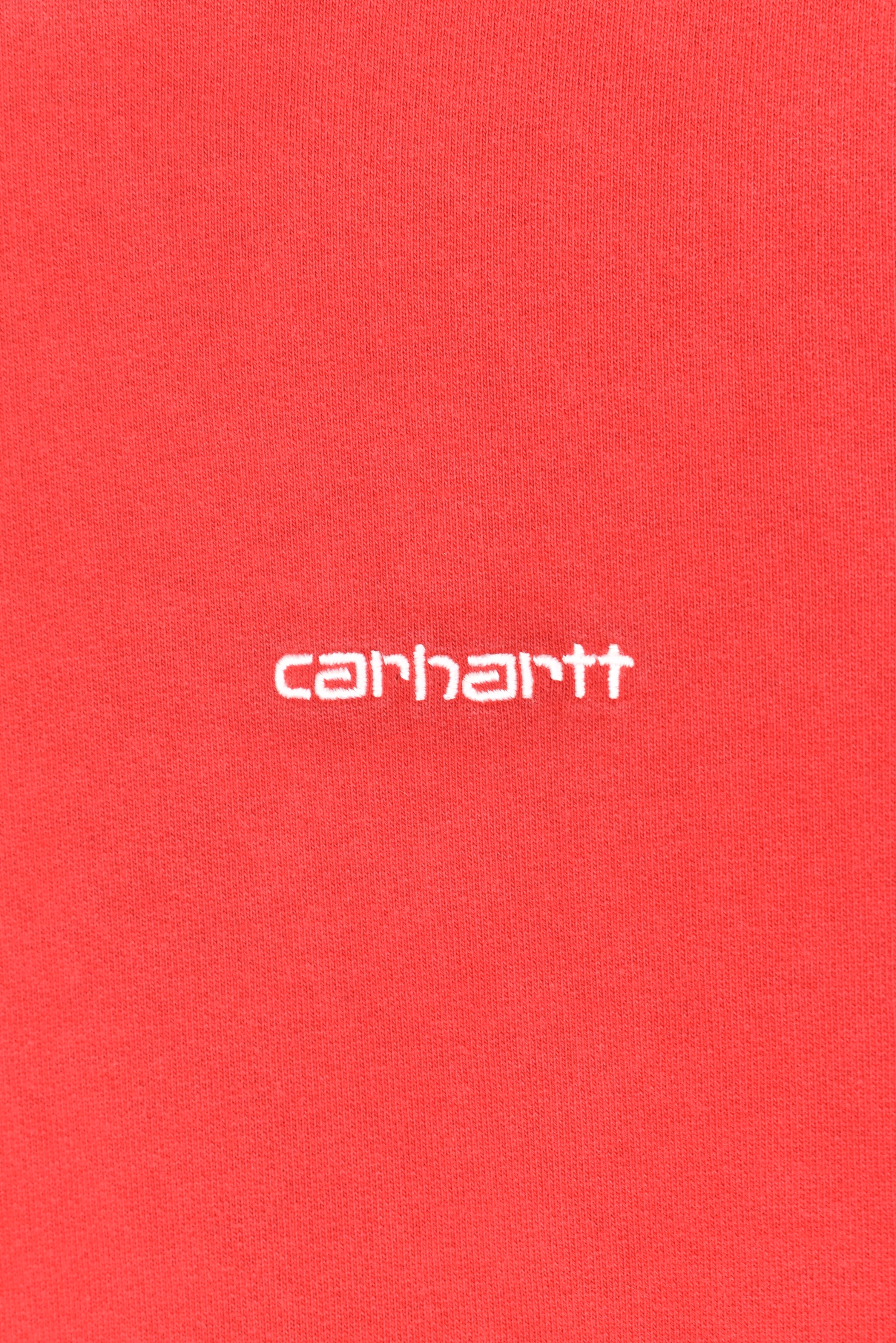 VINTAGE CARHARTT EMBROIDERED RED HOODIE | SMALL CARHARTT