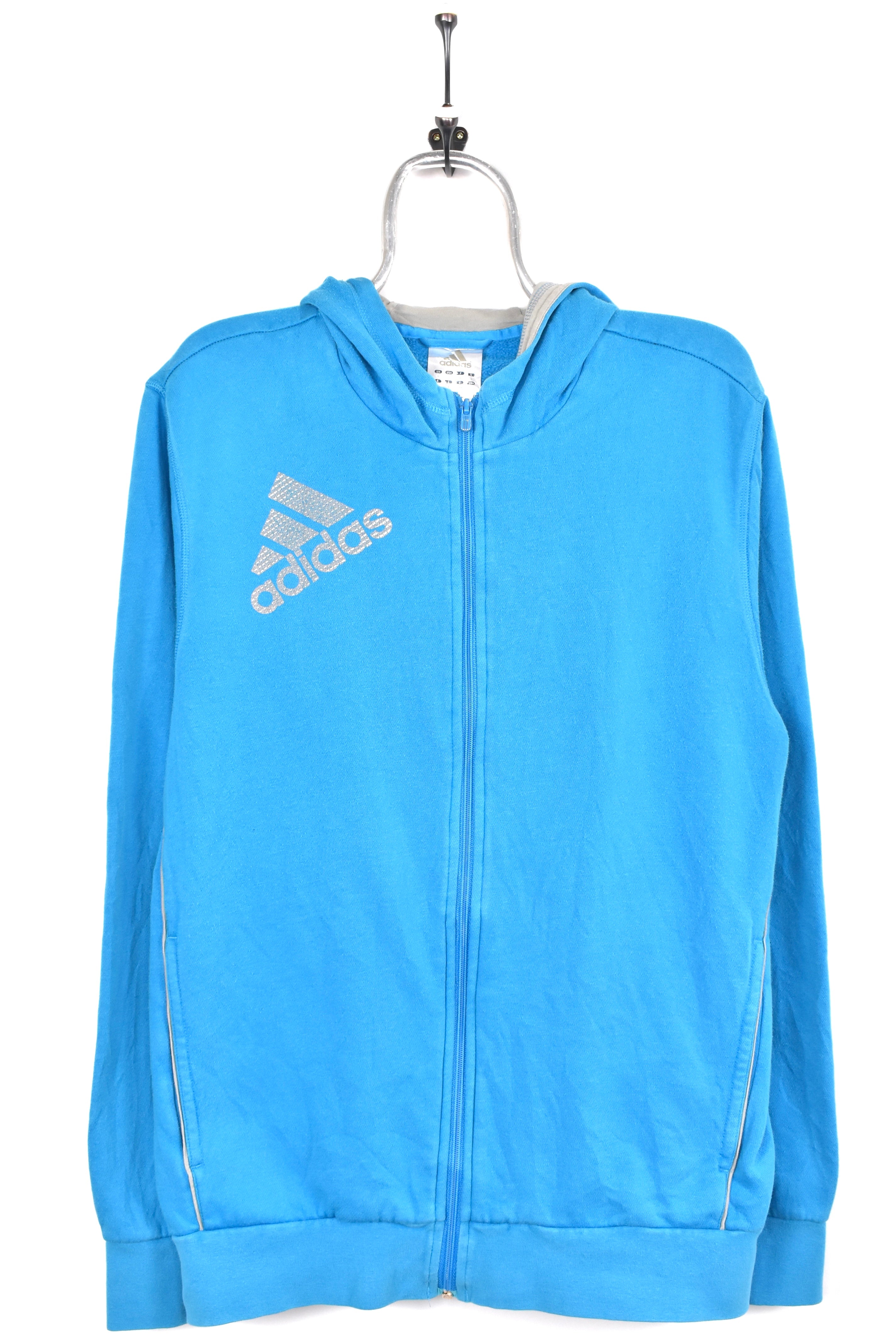 Women's vintage Adidas hoodie, blue graphic sweatshirt - AU XL ADIDAS