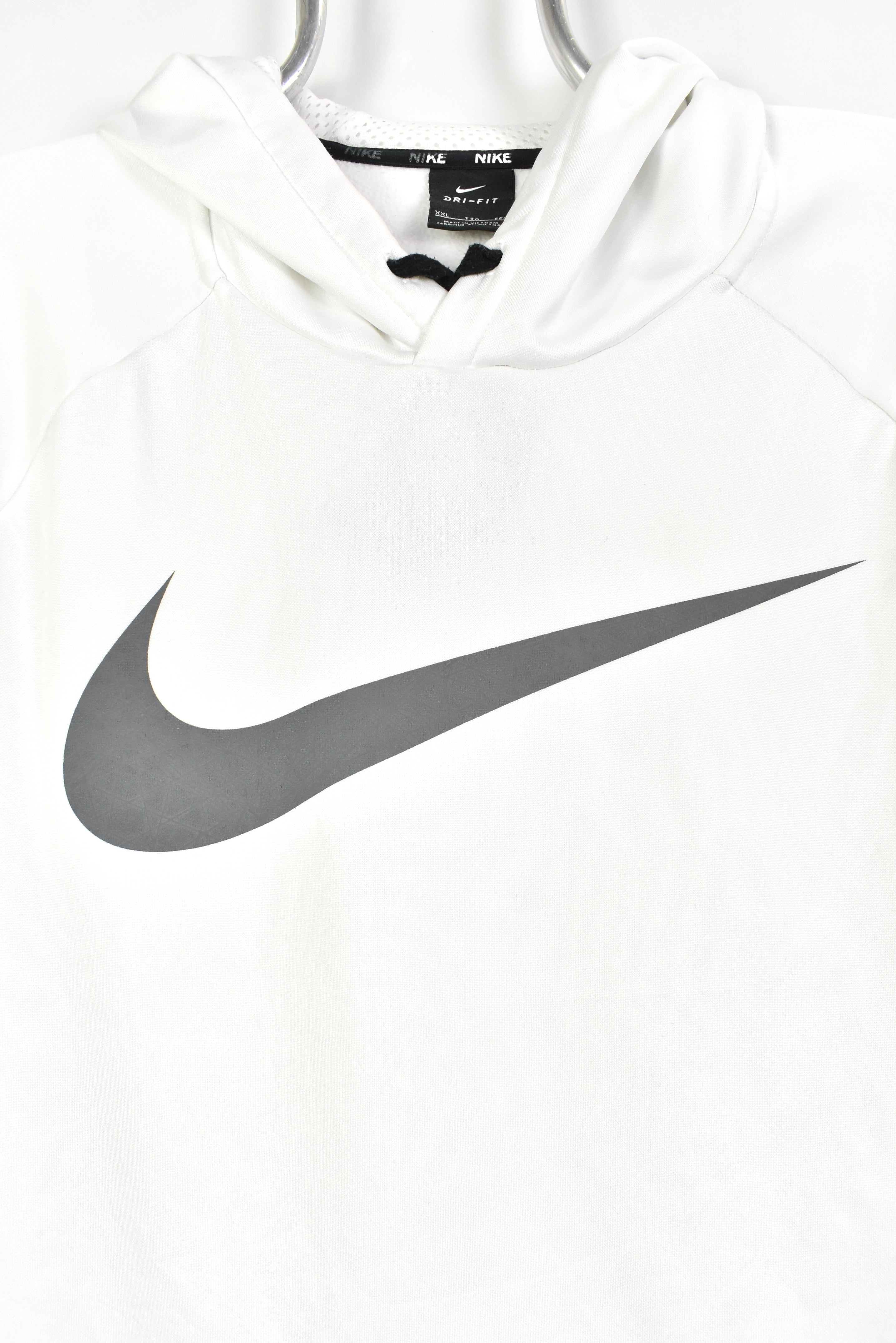 Vintage Nike hoodie, pullover swoosh graphic sweatshirt - XXL, white NIKE