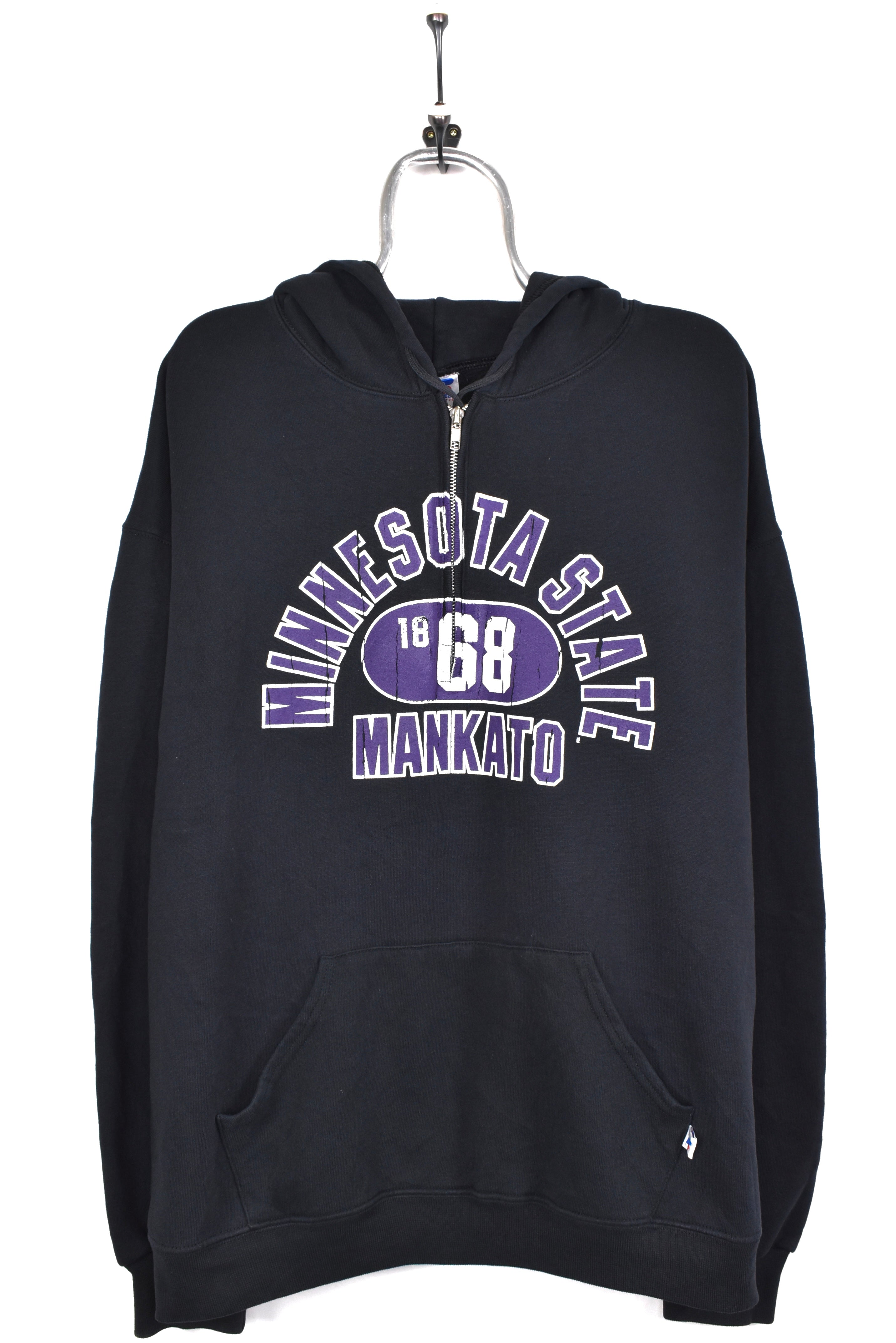 Vintage Minnesota State University hoodie, black Mankato graphic sweatshirt - AU XL COLLEGE