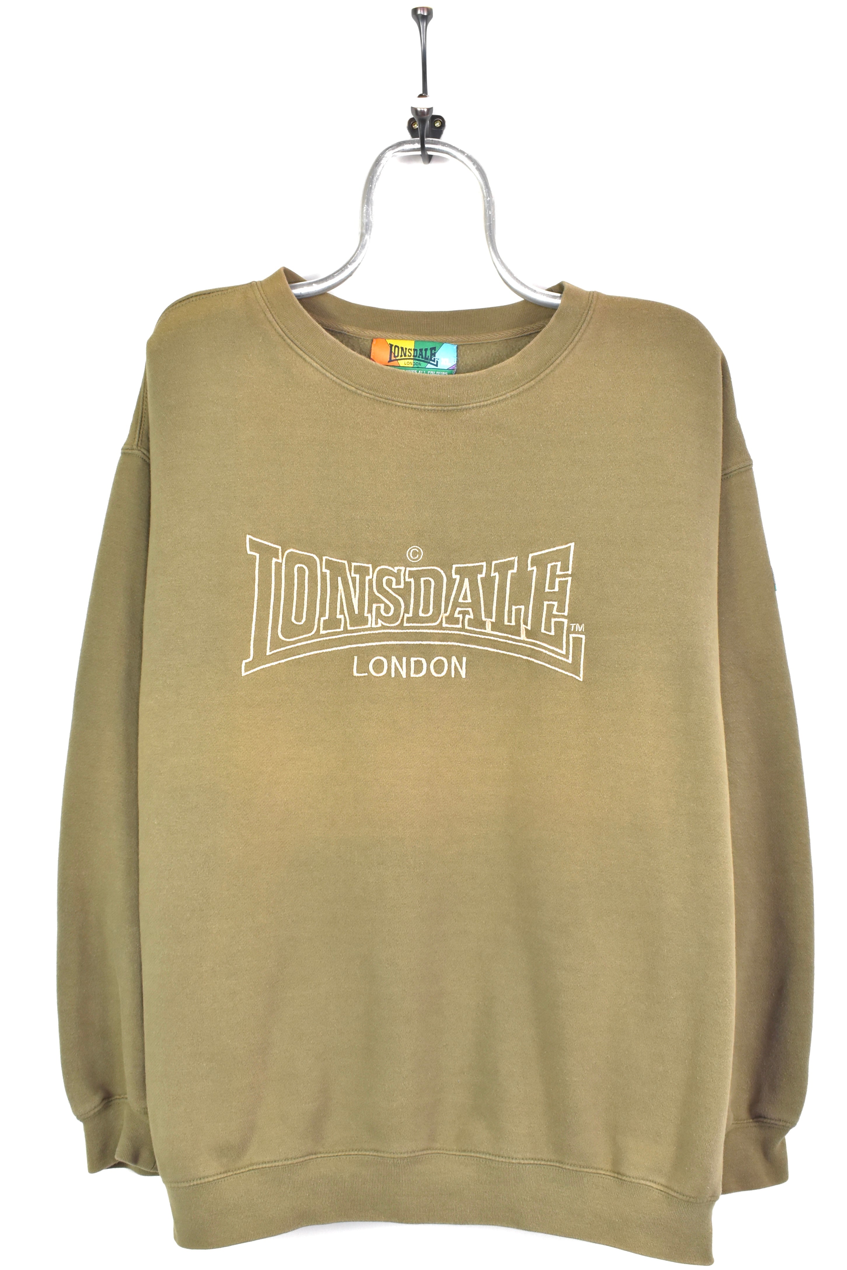 VINTAGE LONSDALE EMBROIDERED GREEN SWEATSHIRT | XL LONSDALE