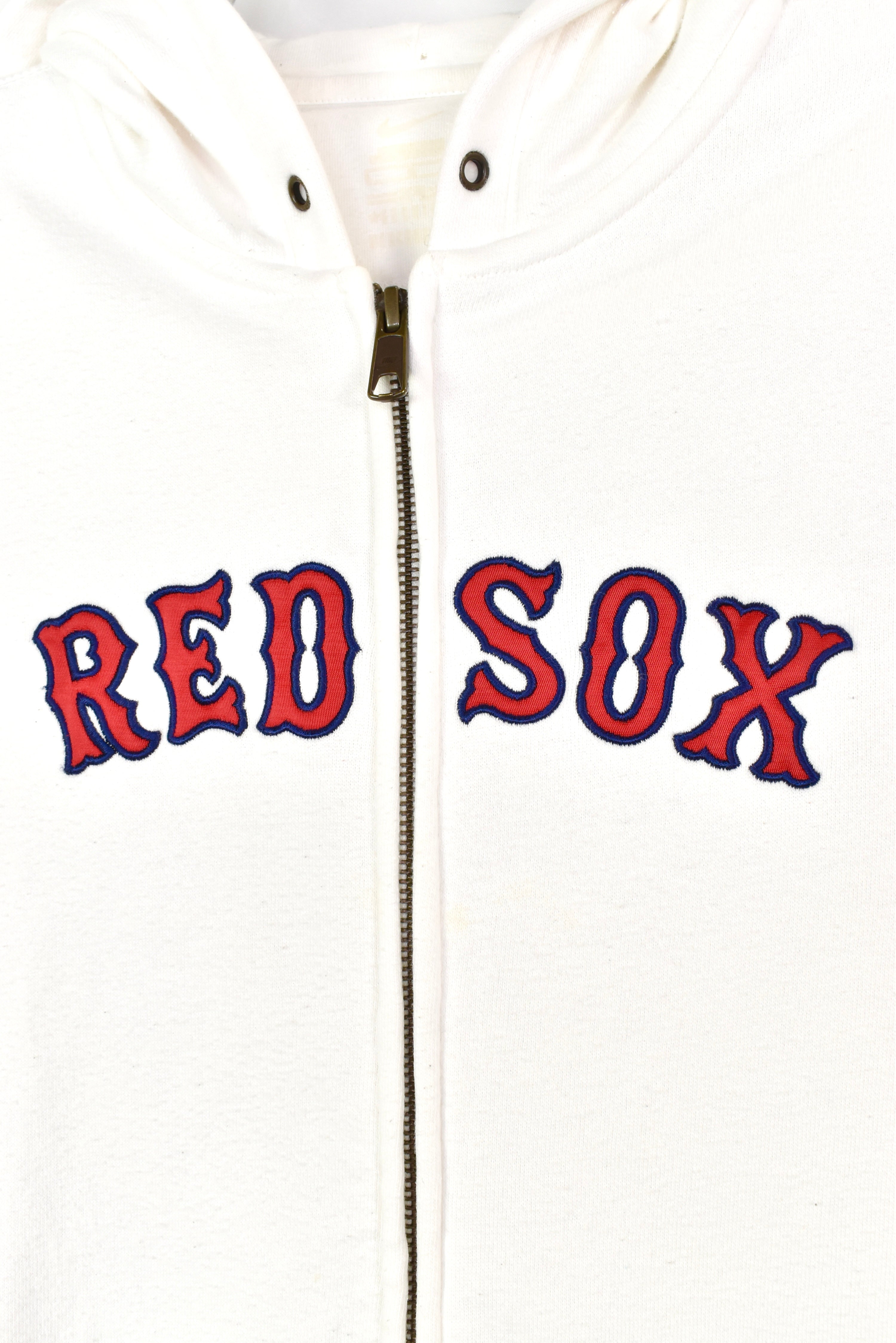 VINTAGE MLB BOSTON RED SOX EMBROIDERED WHITE HOODIE
