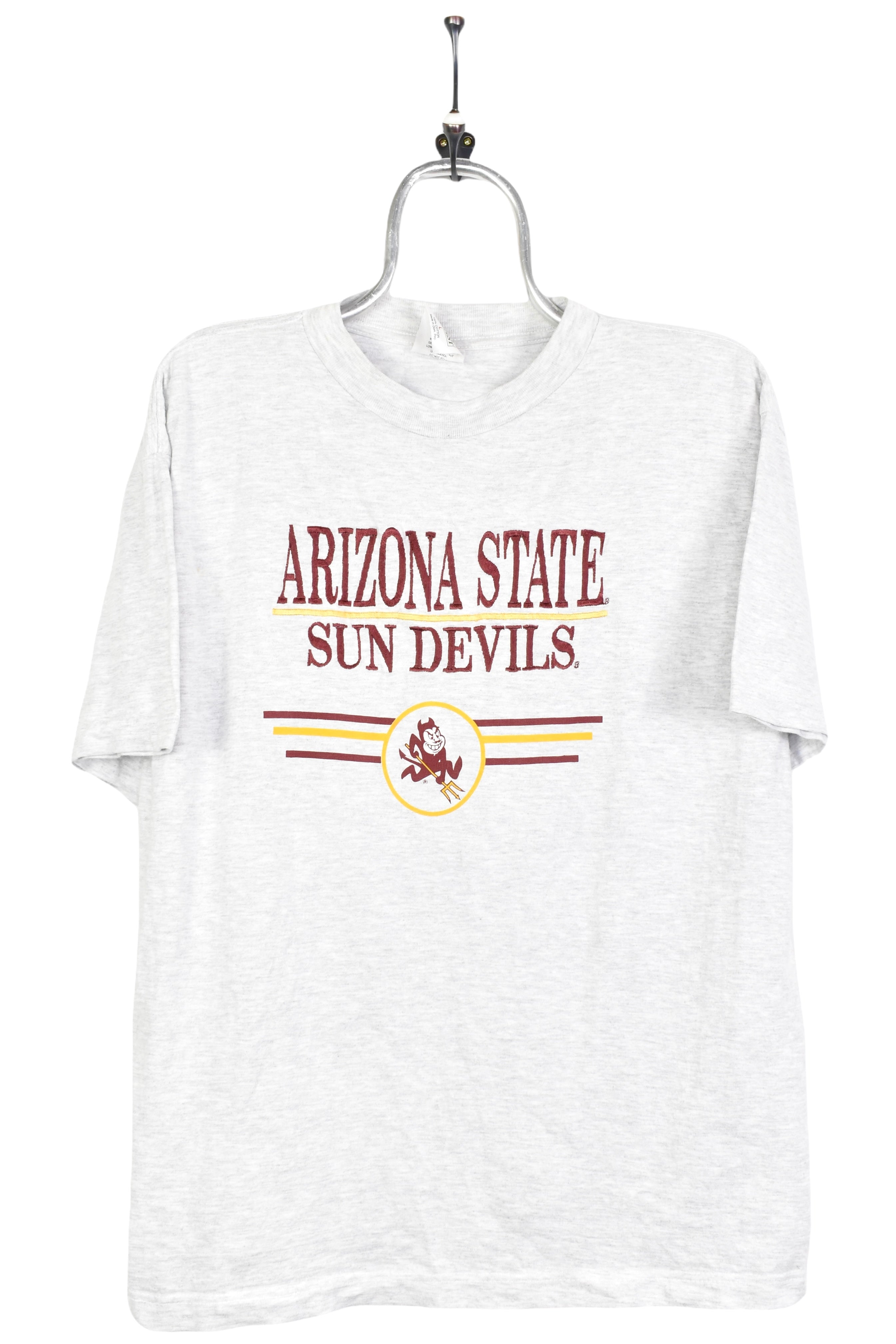 VINTAGE ARIZONA STATE UNIVERSITY EMBROIDERED GREY T-SHIRT | LARGE COLLEGE