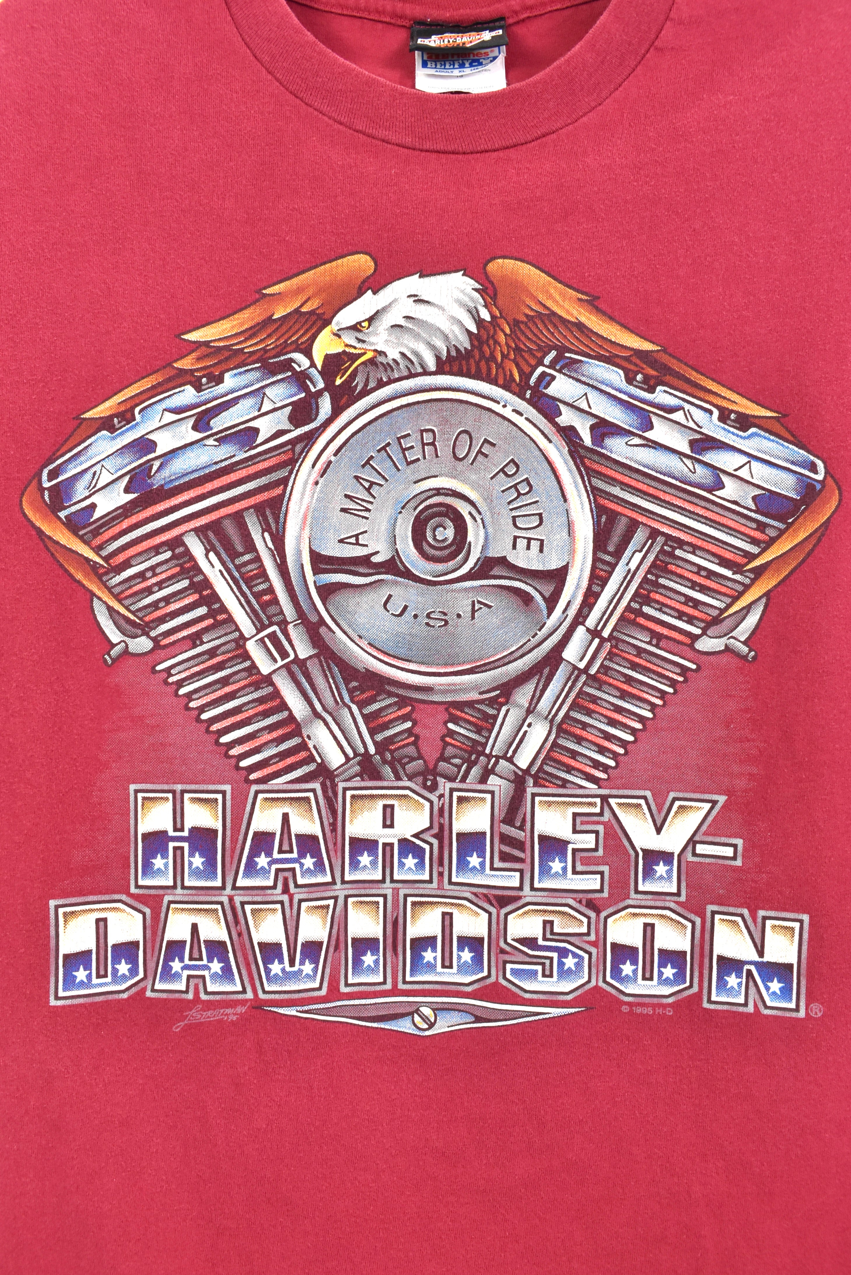 *RARE* Vintage 1996 Harley Davidson burgundy t-shirt | XL HARLEY DAVIDSON