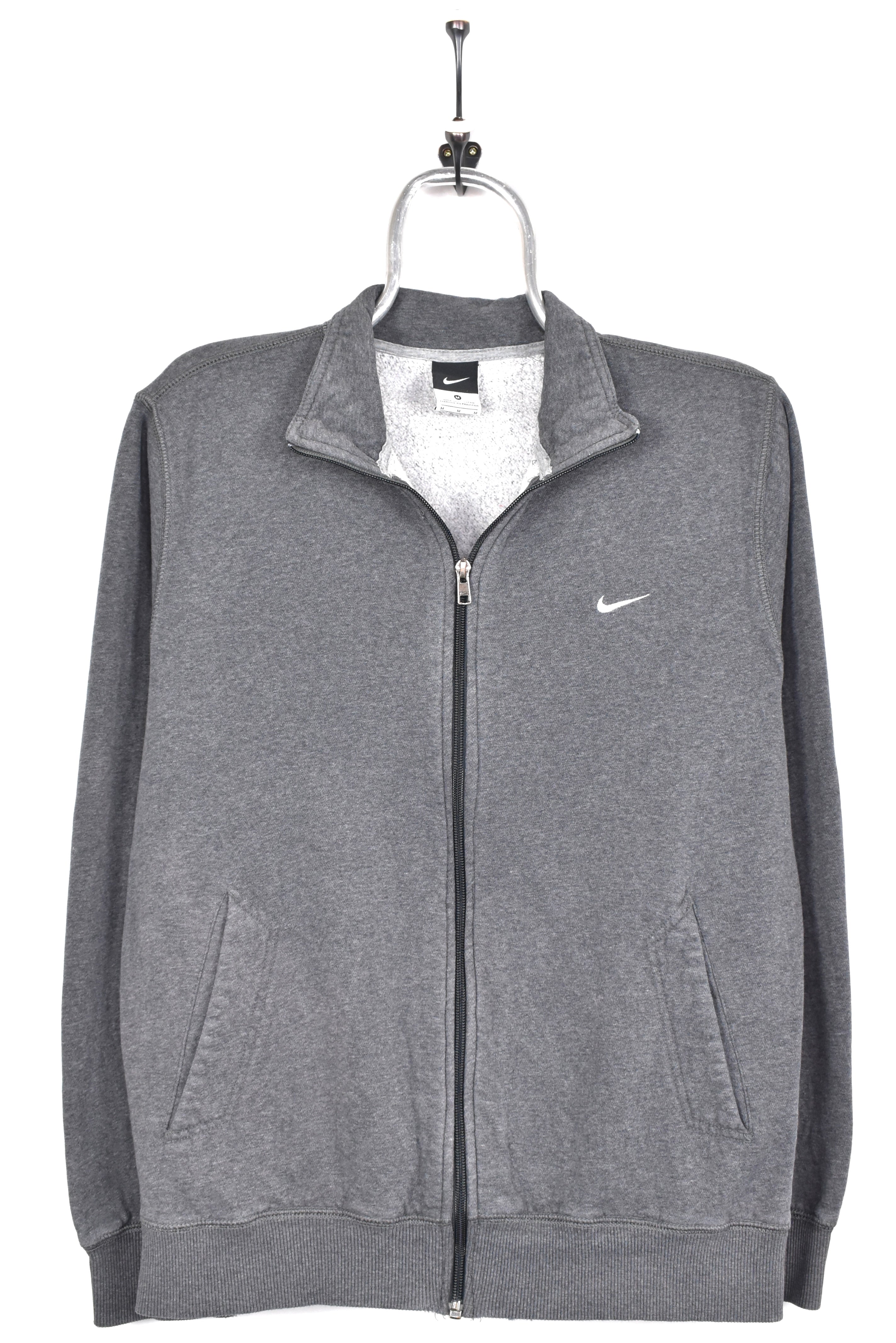 Vintage Nike jacket, grey embroidered collared sweatshirt - AU M NIKE