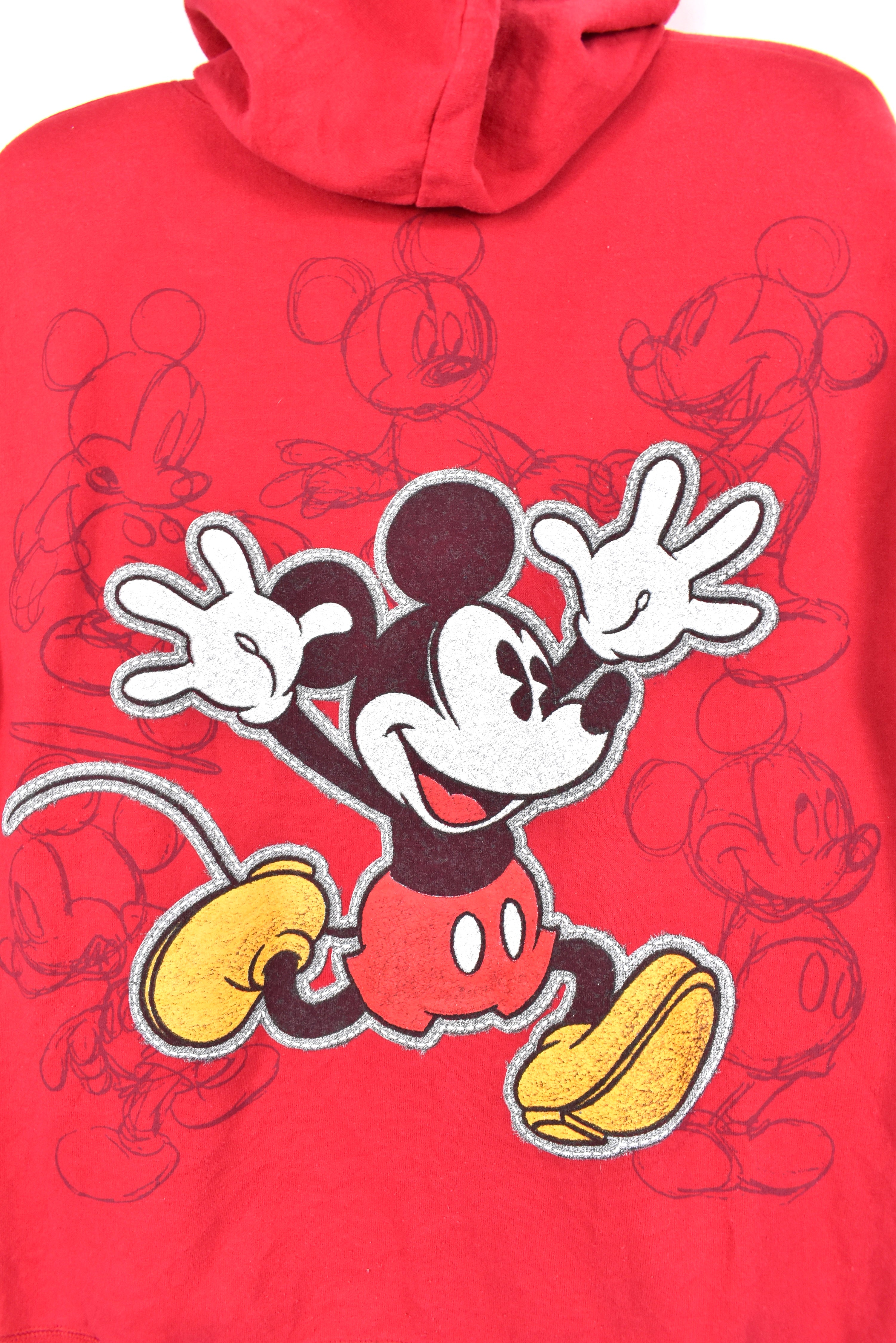 Vintage Mickey Mouse hoodie, Disney red graphic sweatshirt - AU M DISNEY / CARTOON