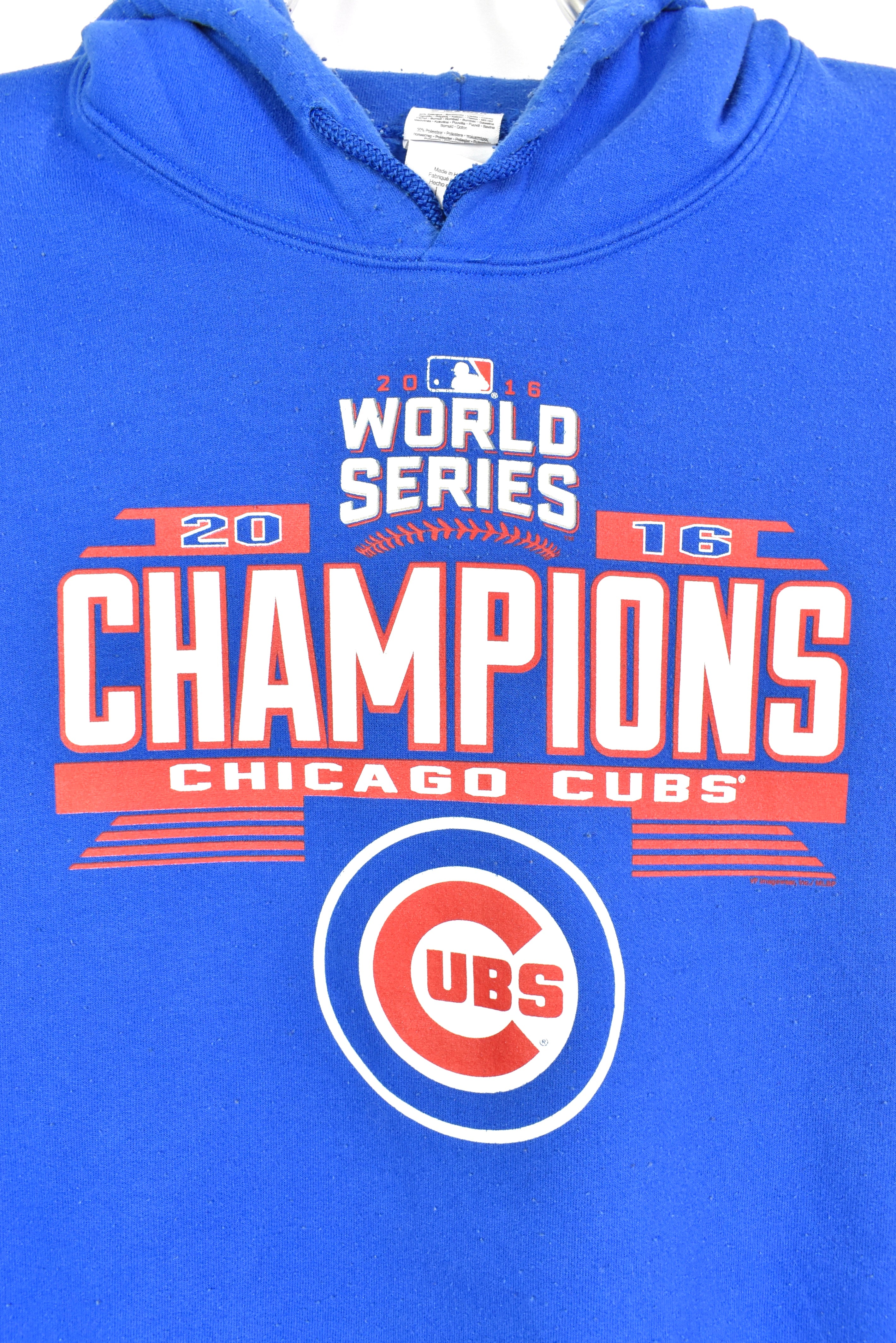 Modern Chicago Cubs hoodie, 2016 MLB World Series graphic sweatshirt - large, blue PRO SPORT