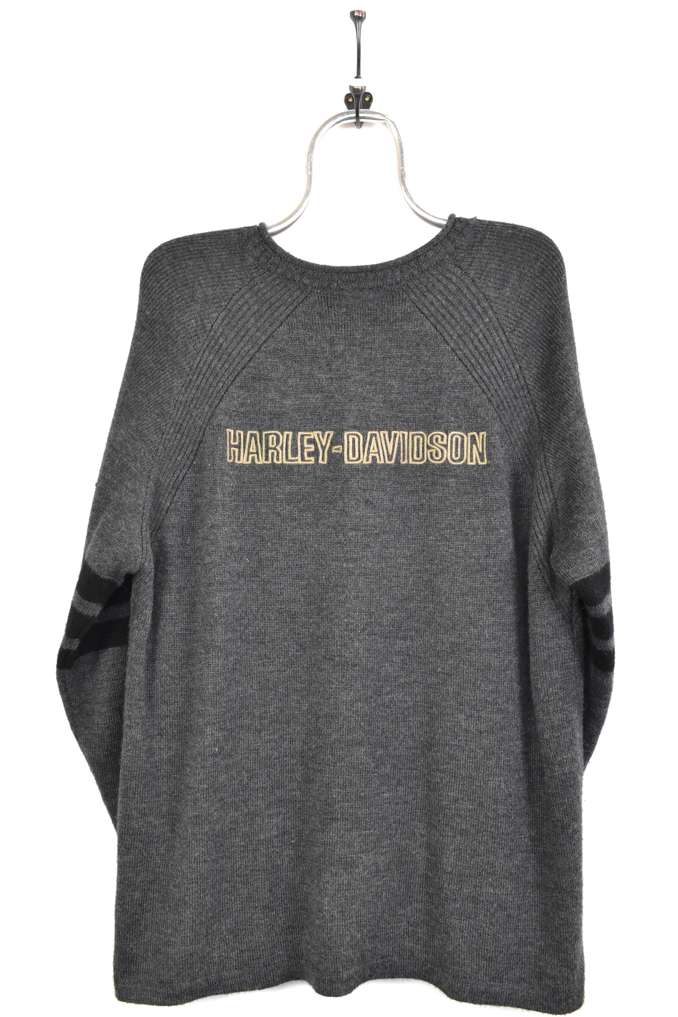 Vintage Harley Davidson embroidered knit grey sweatshirt | Large HARLEY DAVIDSON