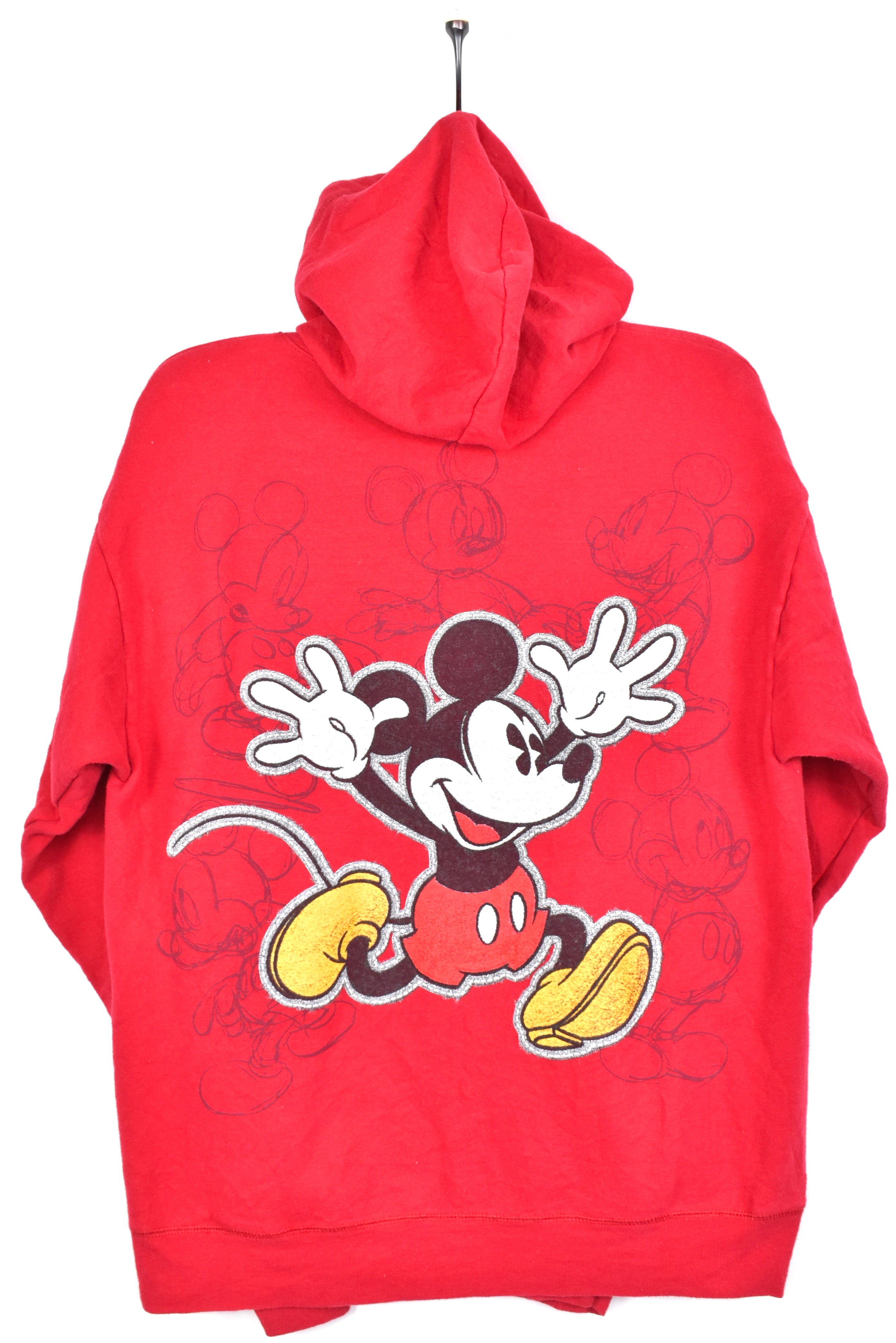 Vintage Mickey Mouse hoodie, Disney red graphic sweatshirt - AU M DISNEY / CARTOON