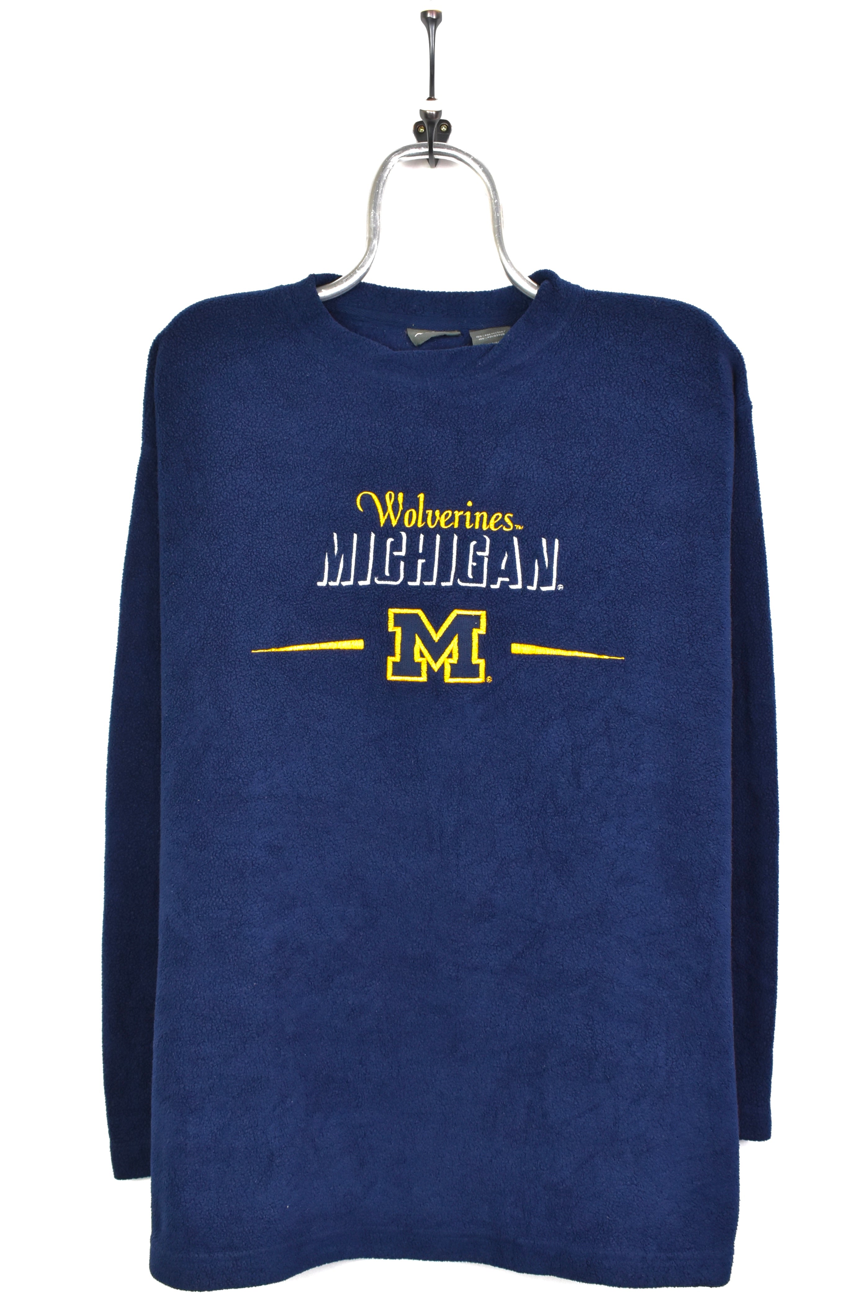 Vintage Michigan University Wolverines embroidered navy fleece sweatshirt | XL COLLEGE