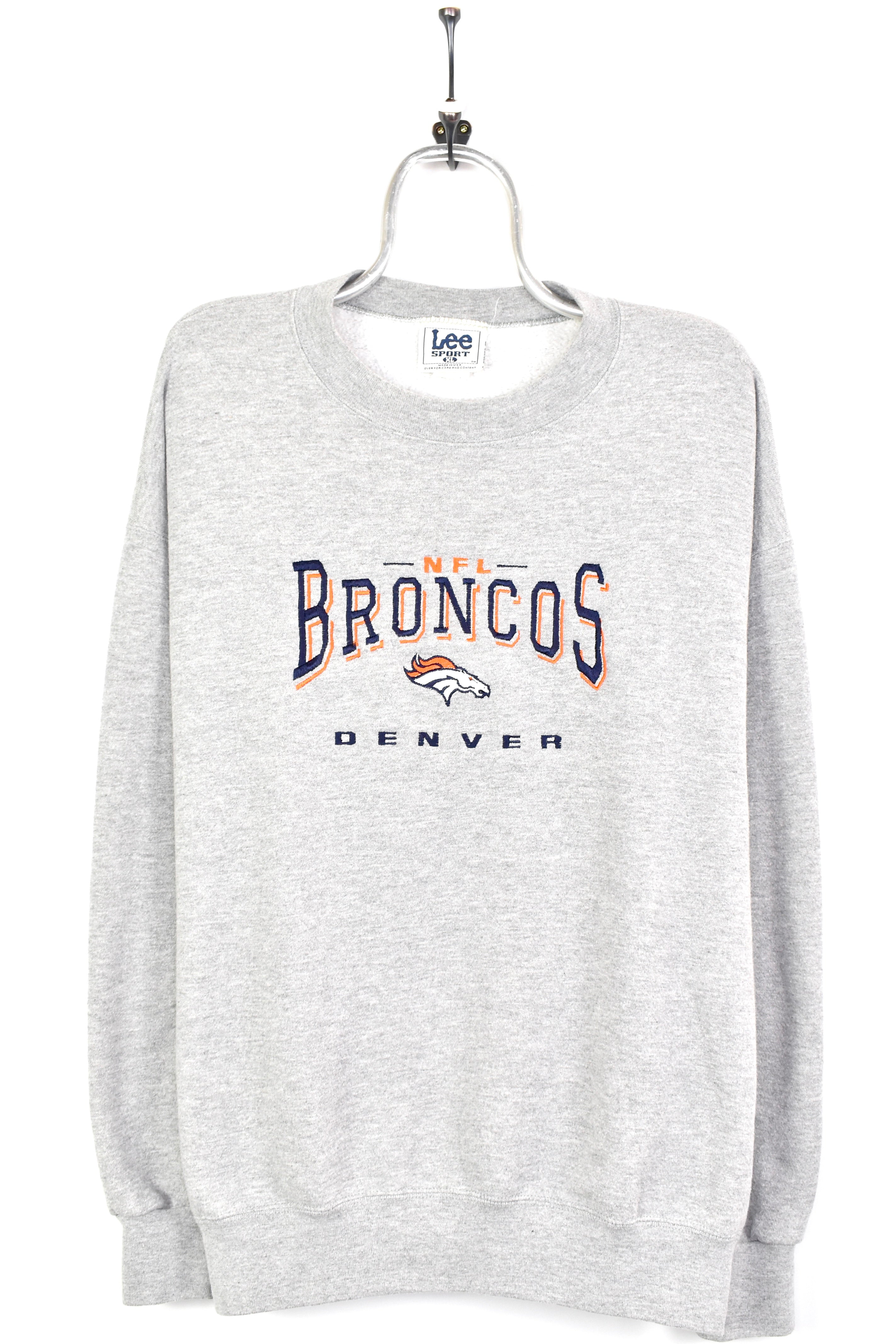 VINTAGE NFL DENVER BRONCOS EMBROIDERED GREY SWEATSHIRT | XXL PRO SPORT