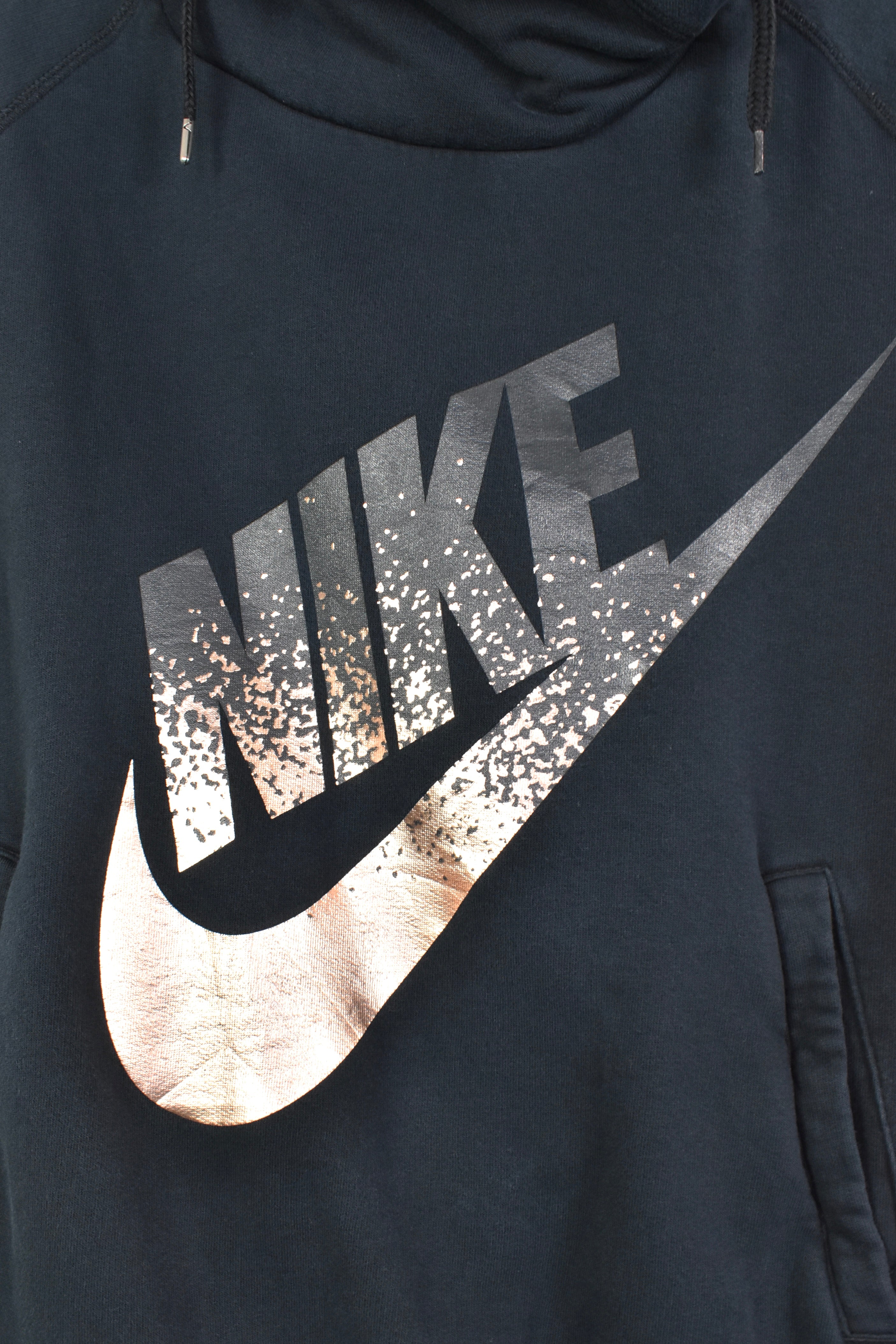 Modern women's Nike hoodie, black graphic sweatshirt - XL NIKE