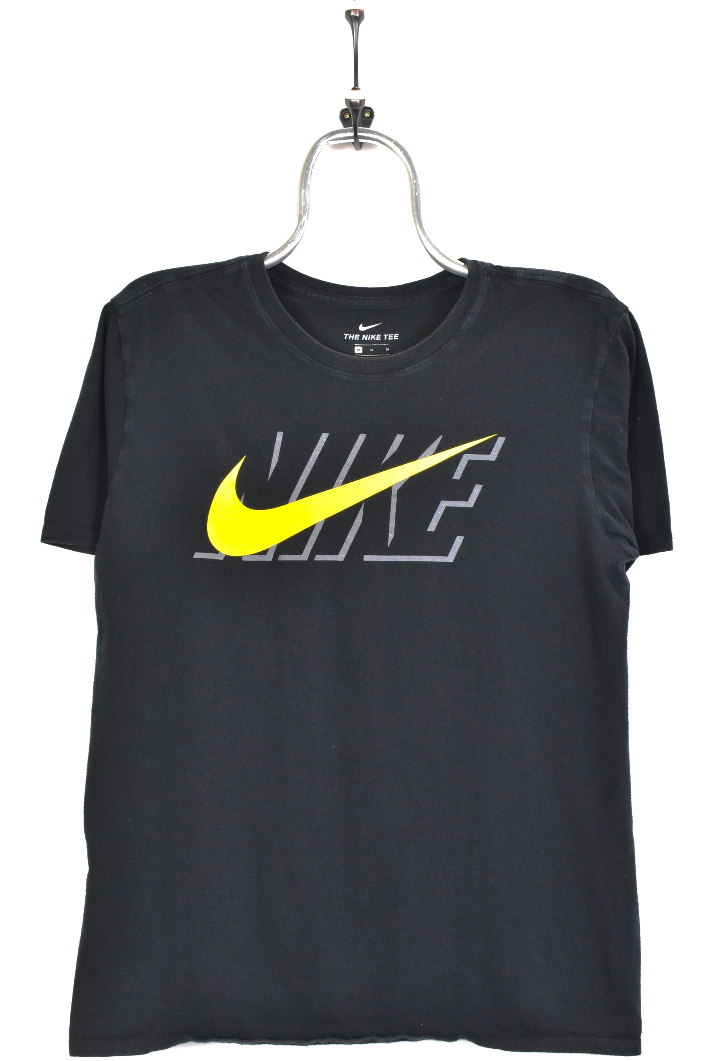 Women's modern Nike shirt, short sleeve black graphic tee - medium NIKE