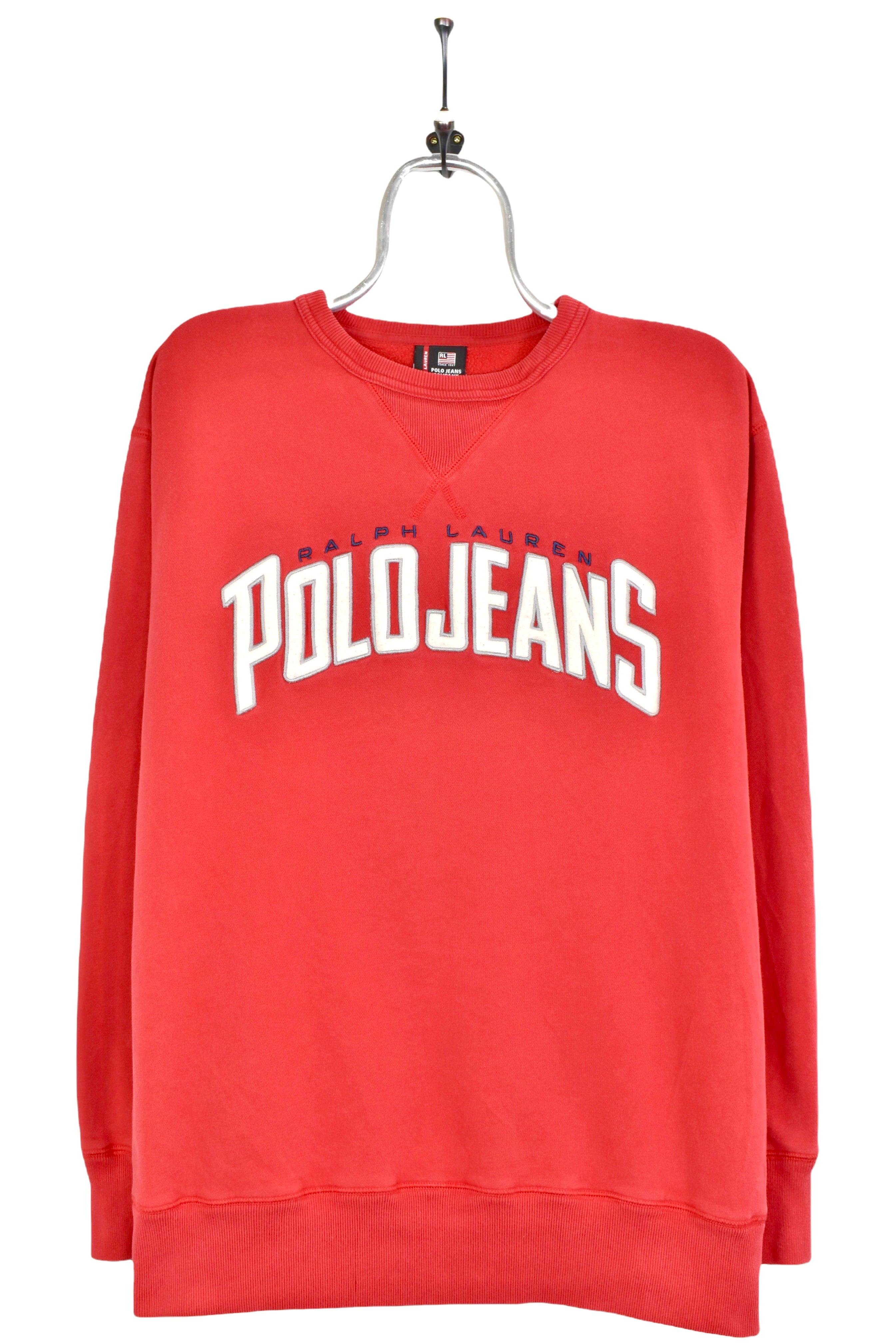 Vintage Ralph Lauren sweatshirt, Polo embroidered crewneck - large, red RALPH LAUREN