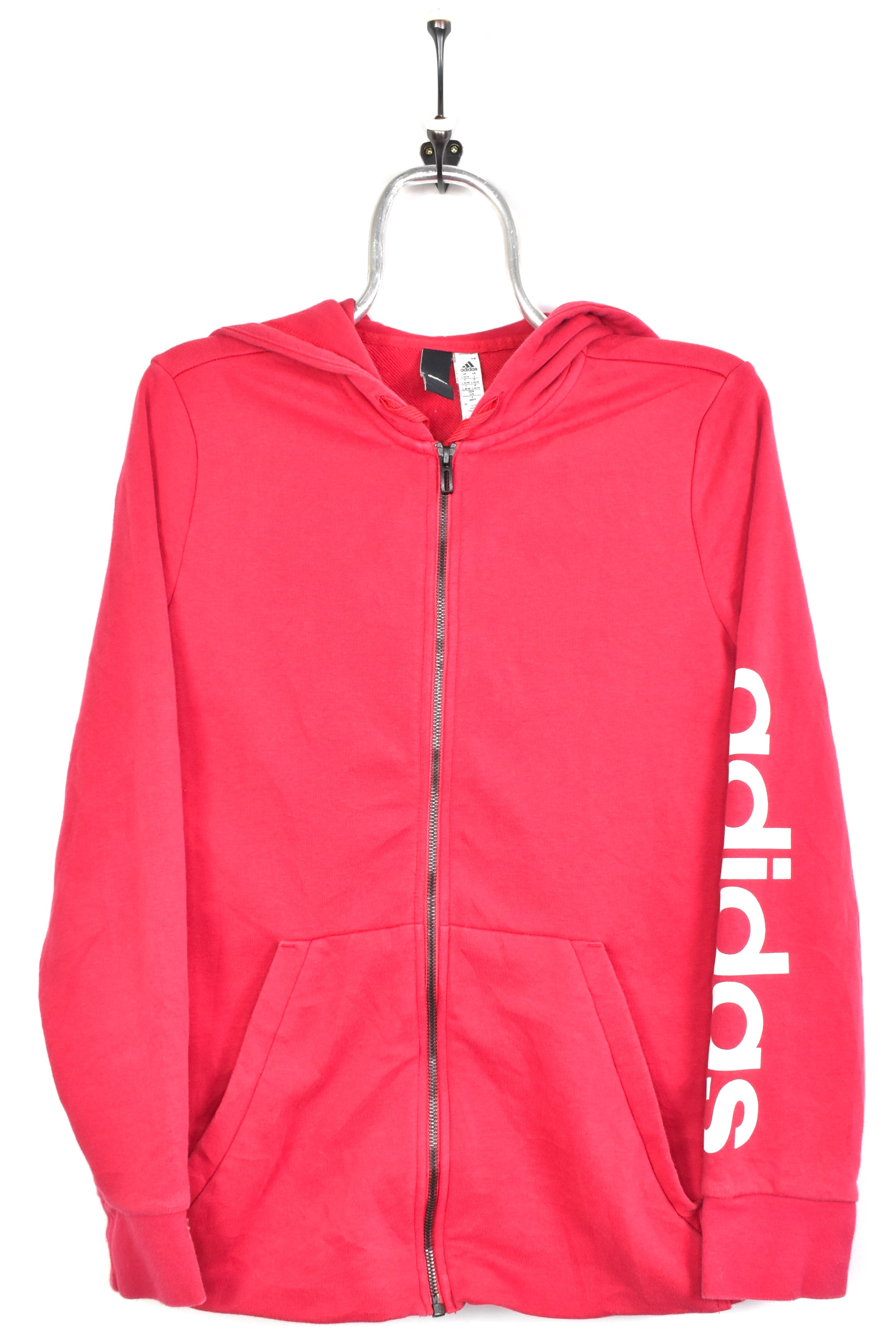 Women's modern Adidas hoodie, full zip hooded sweatshirt - medium, pink ADIDAS