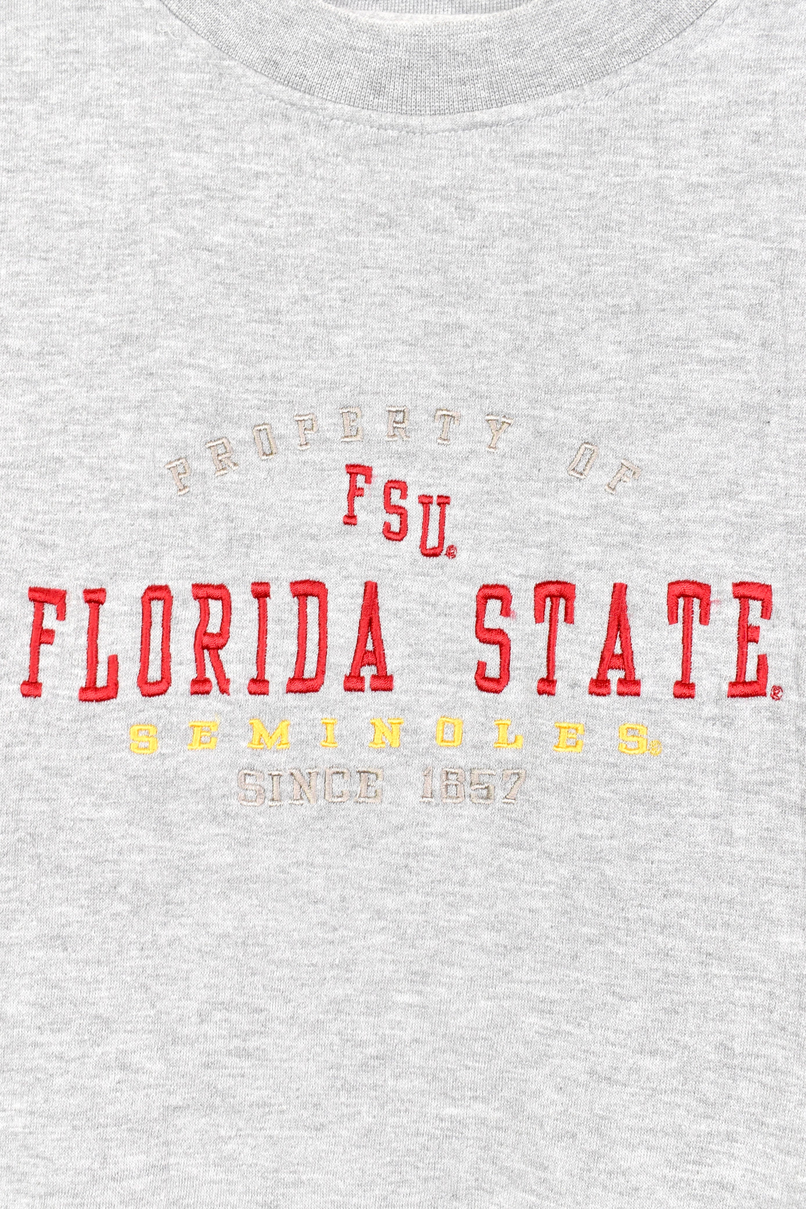 Vintage Florida State University embroidered grey sweatshirt | XL COLLEGE