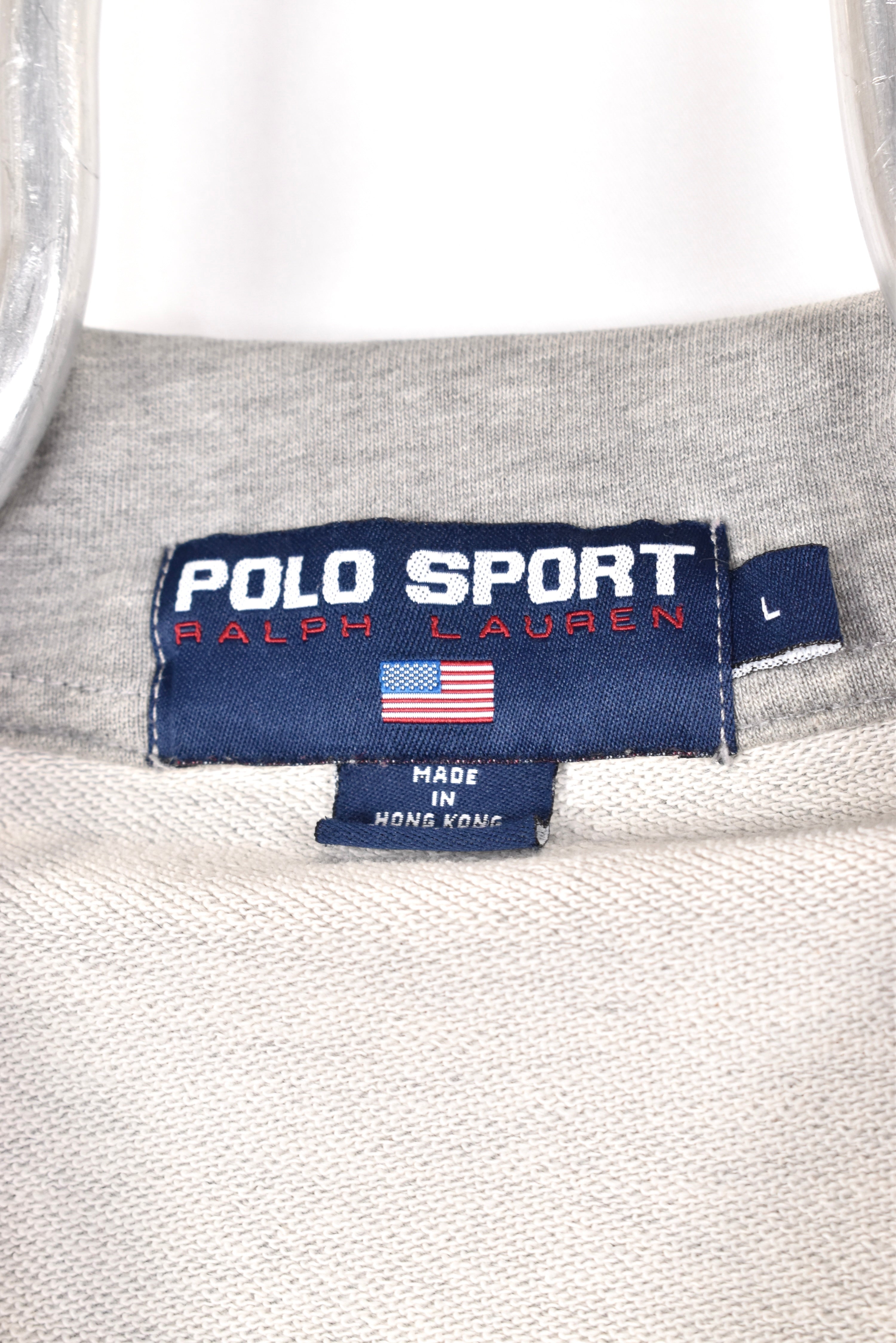 Vintage Ralph Lauren sweatshirt, Polo Sport grey embroidered 1/4 zip - AU L RALPH LAUREN
