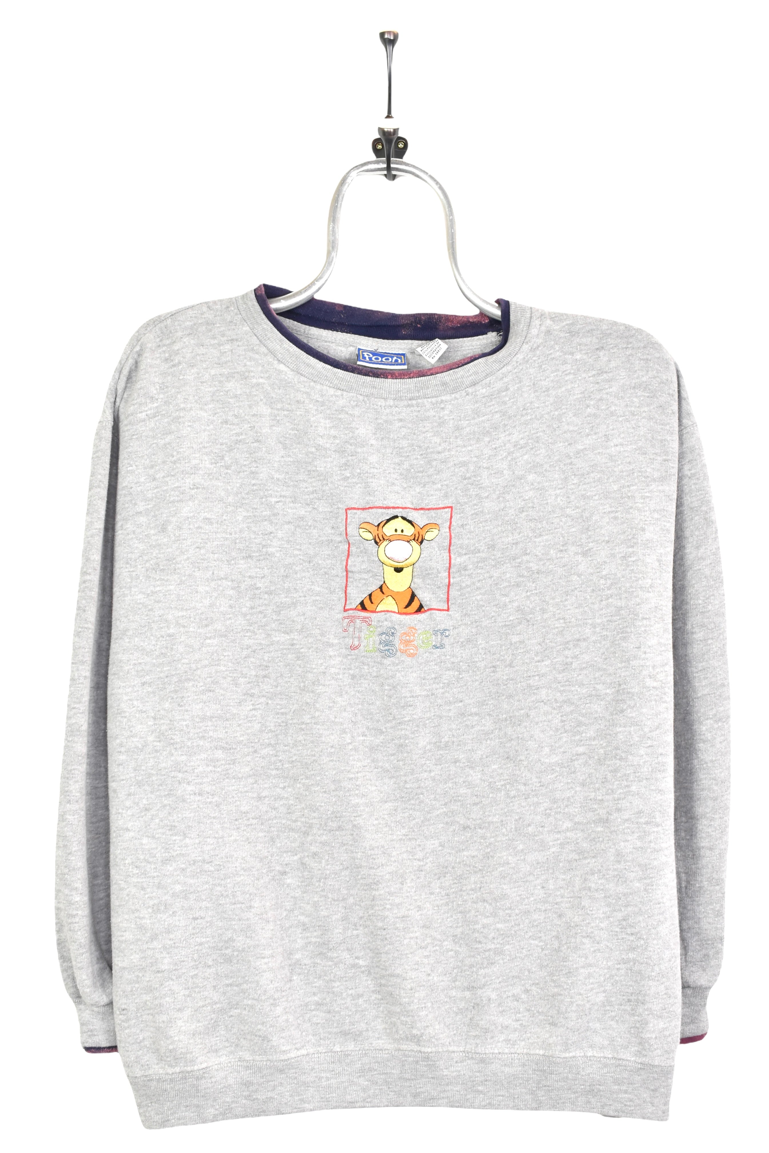 Women's vintage Disney sweatshirt, Tigger cartoon embroidered crewneck - large, grey DISNEY / CARTOON