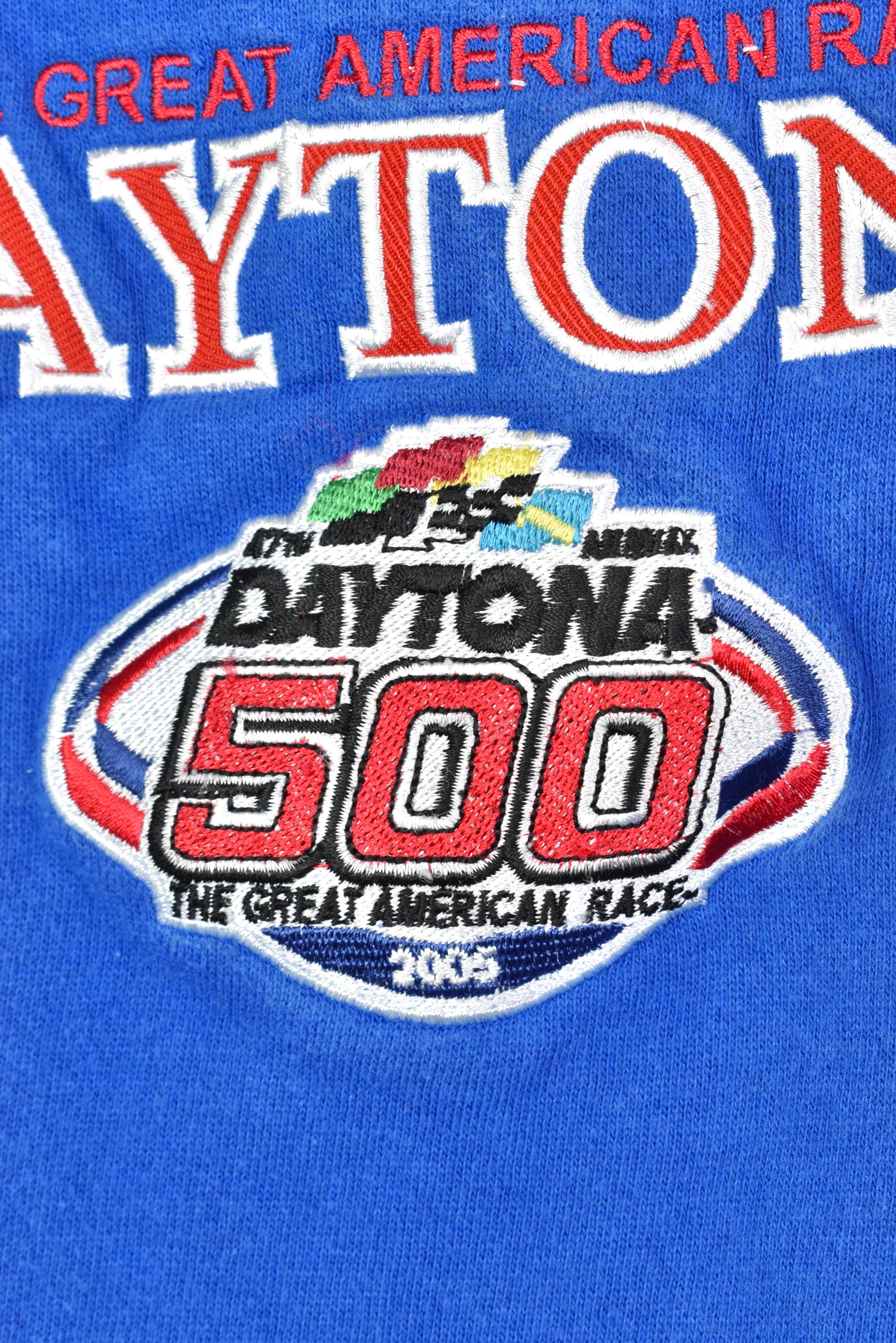 Vintage NASCAR Daytona embroidered blue sweatshirt | Large NASCAR / RACING