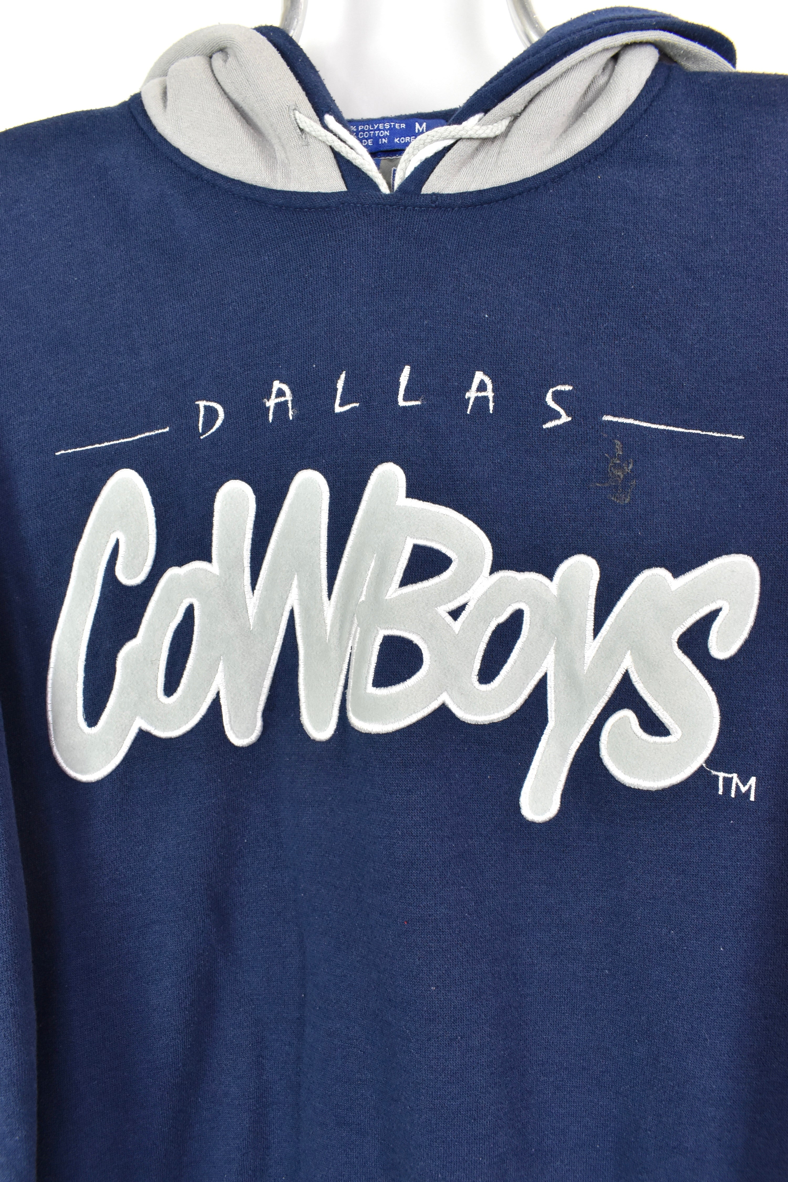 VINTAGE NFL DALLAS COWBOYS EMBROIDERED NAVY HOODIE | SMALL PRO SPORT