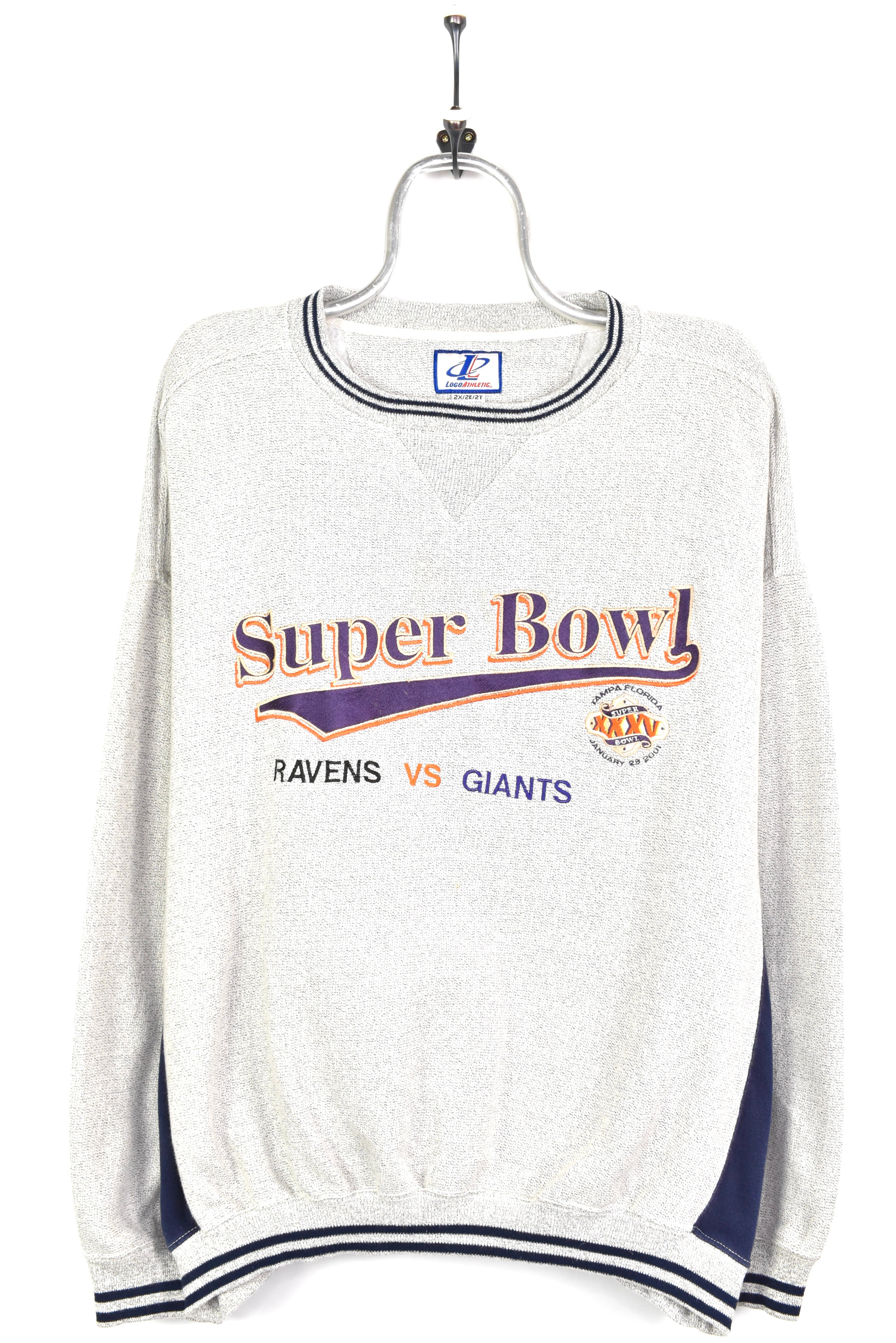 Vintage Superbowl sweatshirt, 2001 NFL grey embroidered crewneck - AU XXL PRO SPORT