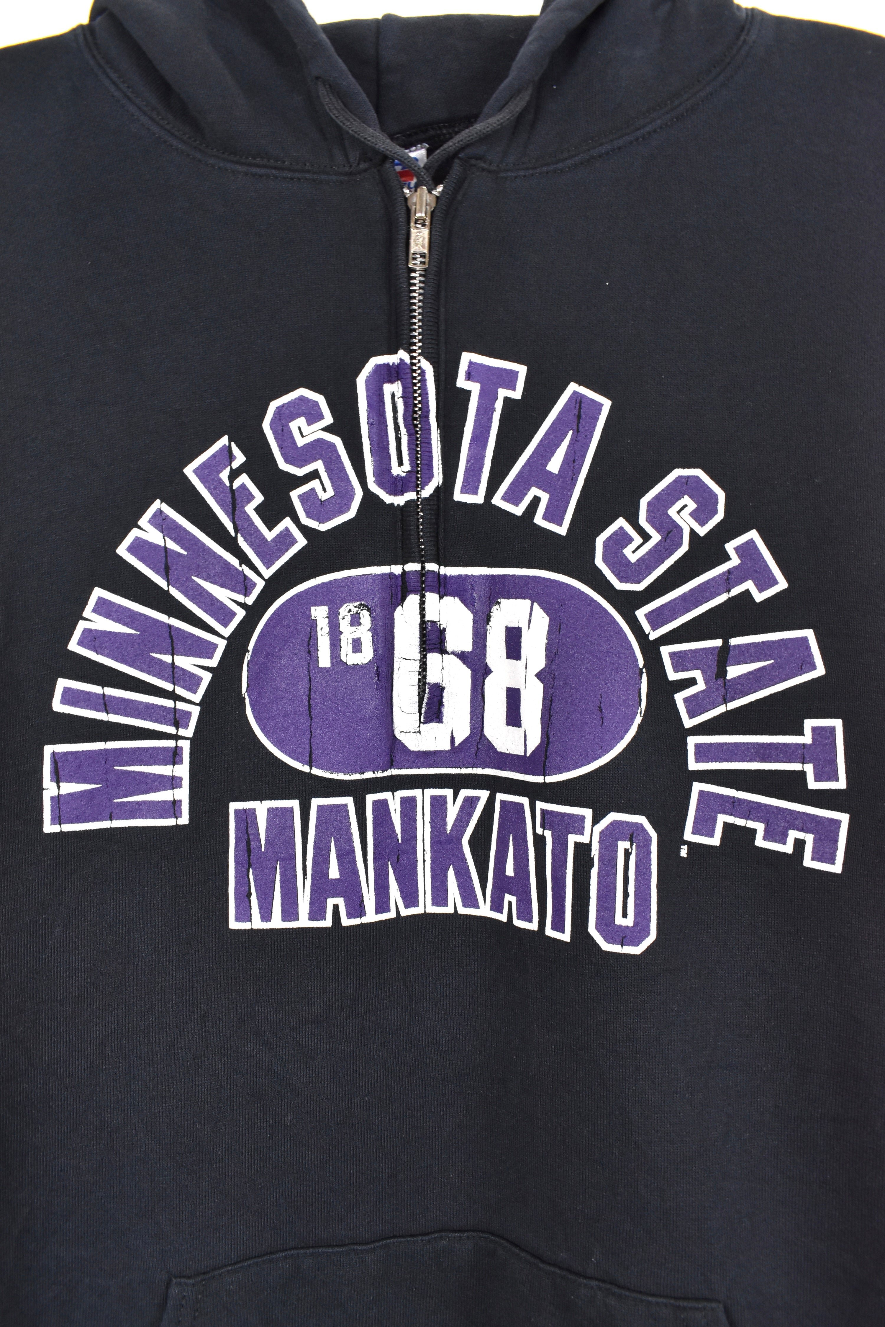 Vintage Minnesota State University hoodie, black Mankato graphic sweatshirt  - AU XL