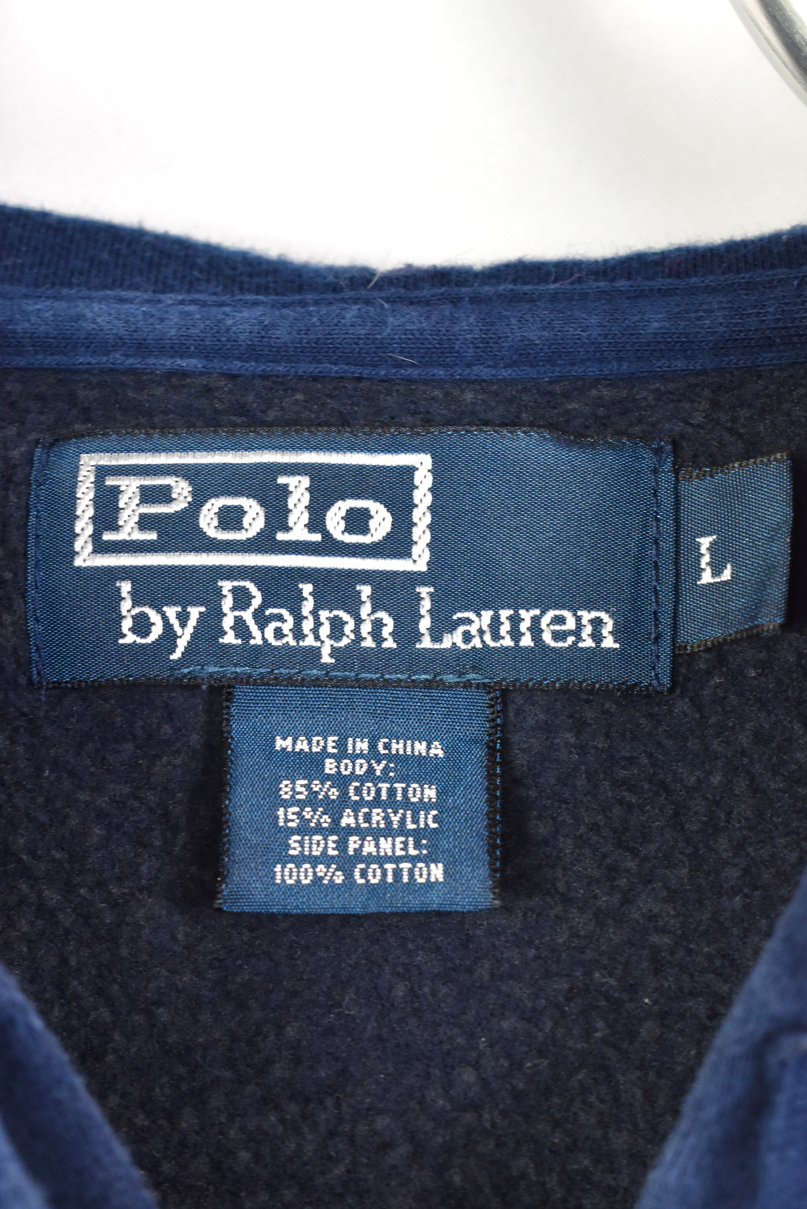 Vintage Ralph Lauren hoodie, full zip embroidered sweatshirt - large, navy blue RALPH LAUREN