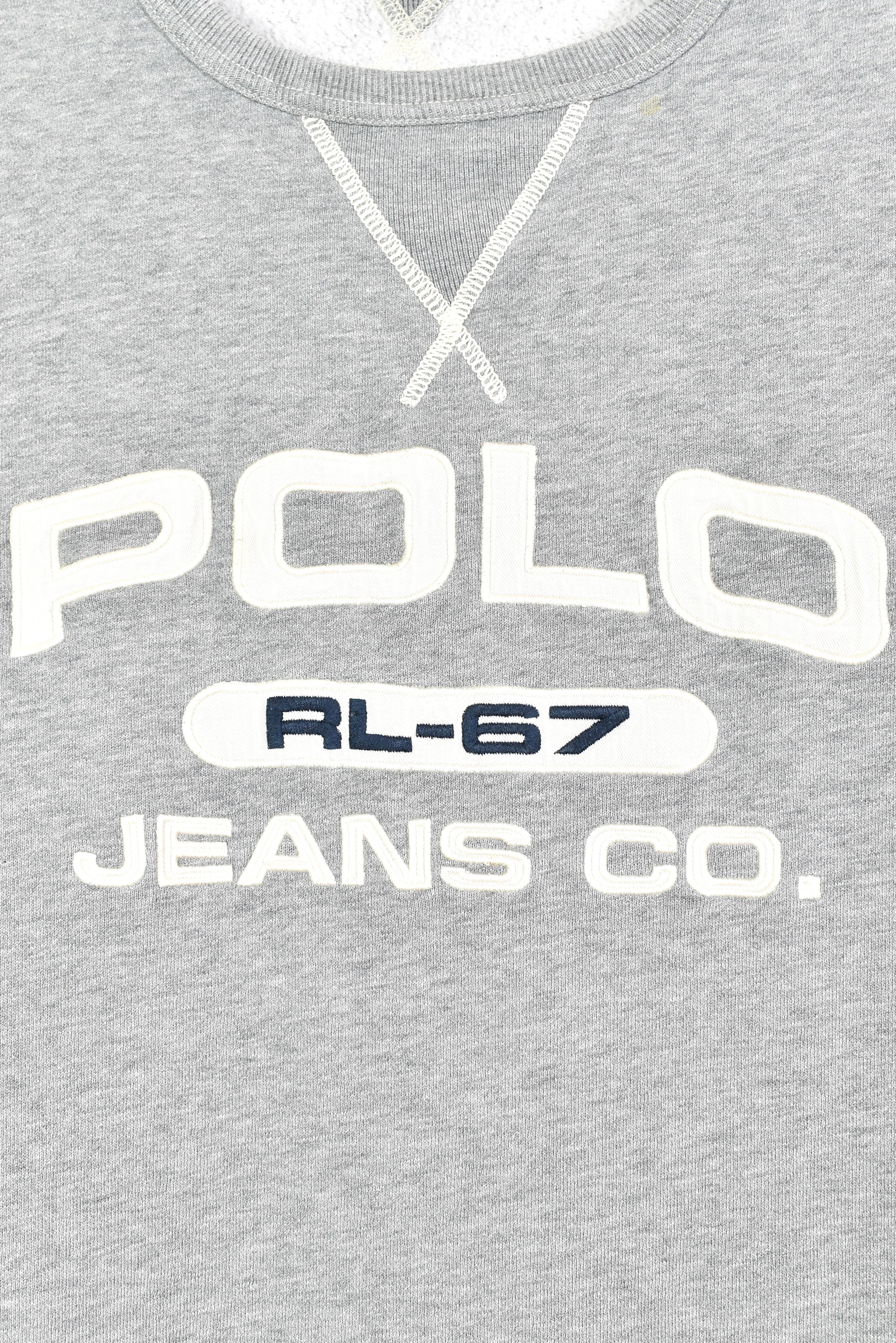 Vintage Ralph Lauren sweatshirt, grey embroidered Polo crewneck - AU XL RALPH LAUREN