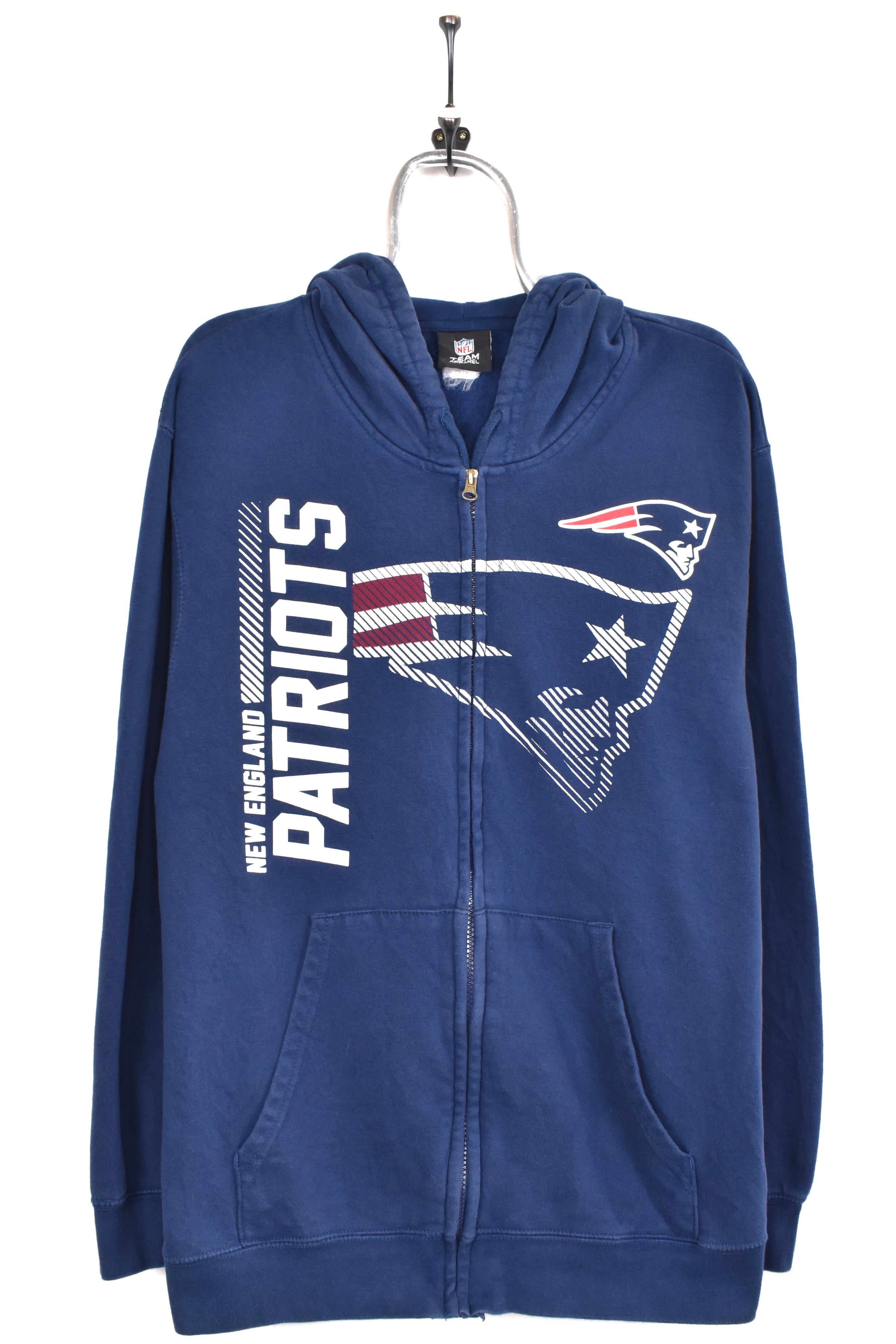 Vintage New England Patriots hoodie, NFL navy blue graphic sweatshirt - AU Large PRO SPORT