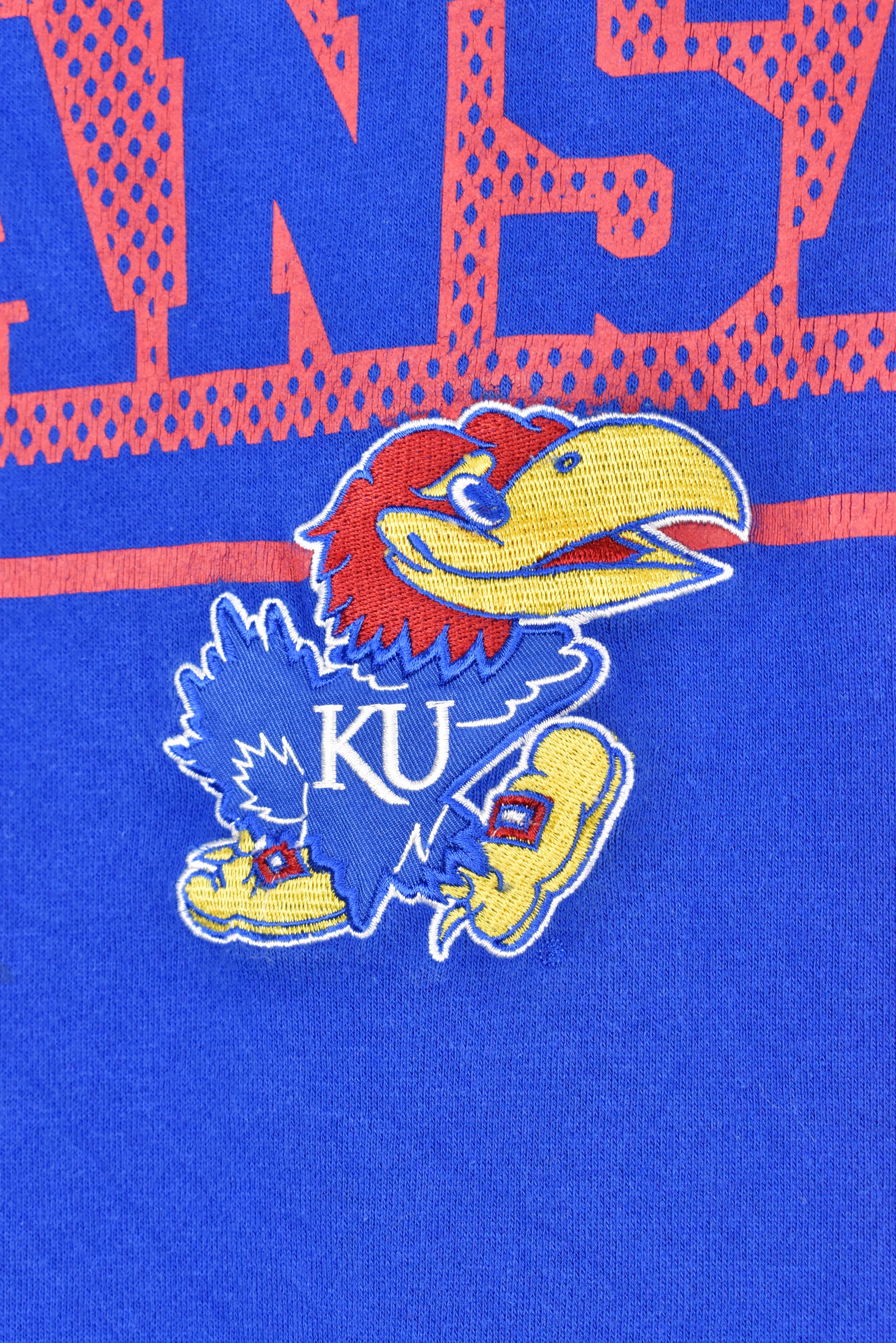 Modern University of Kansas hoodie, blue embroidered sweatshirt - AU Large COLLEGE